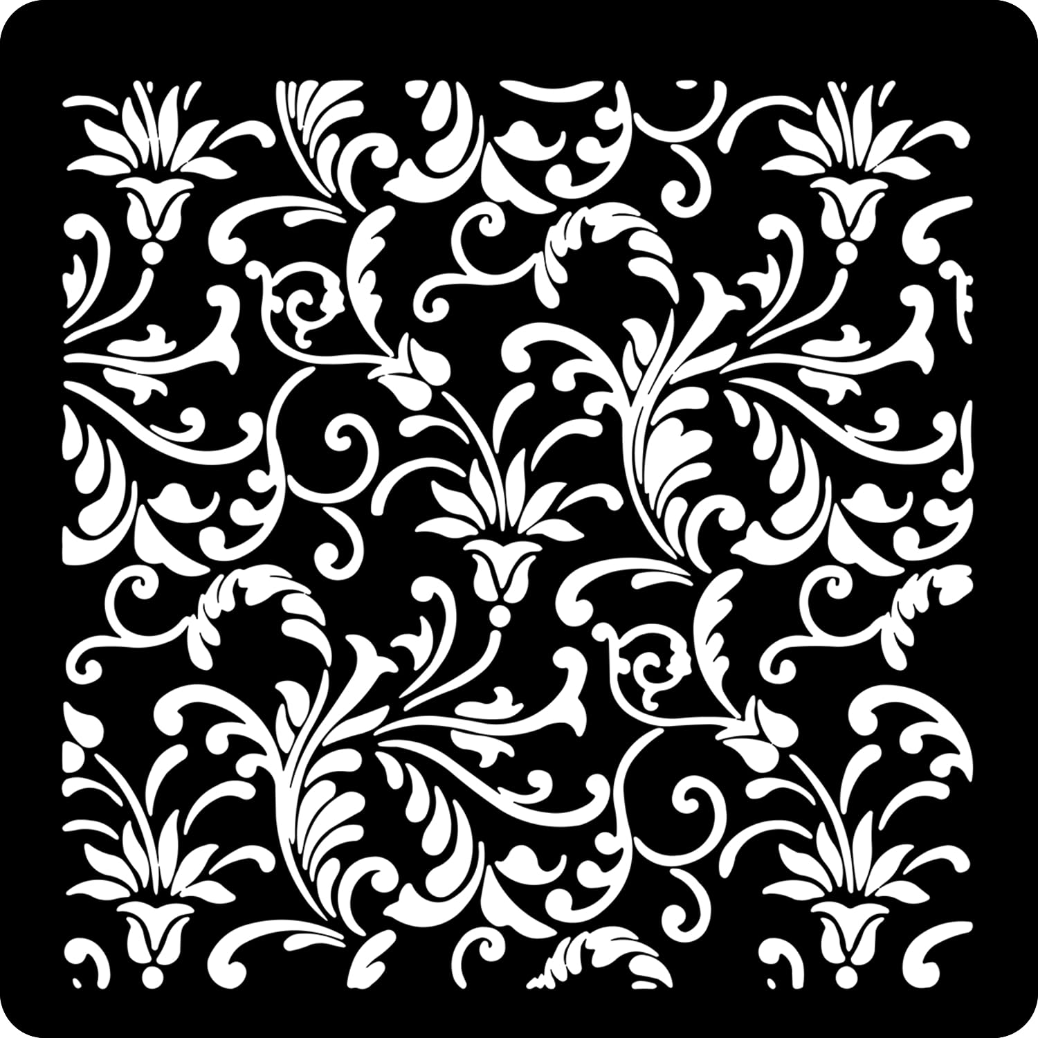 Kachi Pencil Leaf And Flower Pattern Craft Stencils For Wall Painting Big Size 12X12 Inch Reusable Stencil For Painting, Fabric,