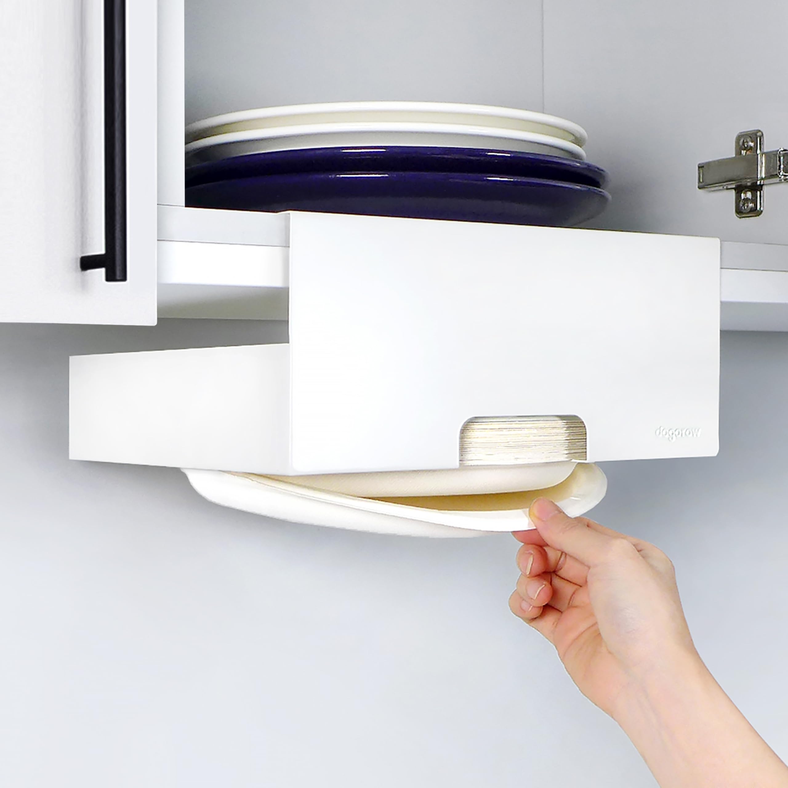 Dogorow Paper Plate Dispenser 10Inch, Under Cabinet Plate Holder  White