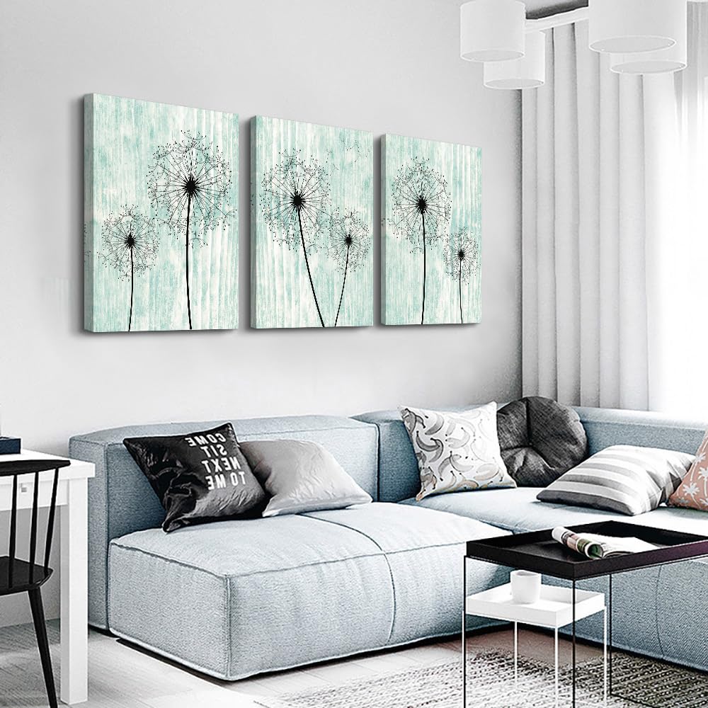 Light Green Background Dandelion Canvas Wall Art Paintings For Living Room Large Size Wall Artworks Bedroom Decoration 3 Piece F