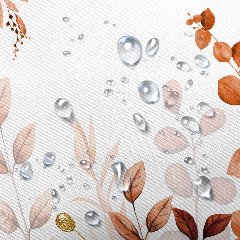 Veigike Fall Floral Shower Curtain, Cute Autumn Red And Gold Leaves Flower Harvest Fabric Shower Curtains Set For Bathroom, Whit