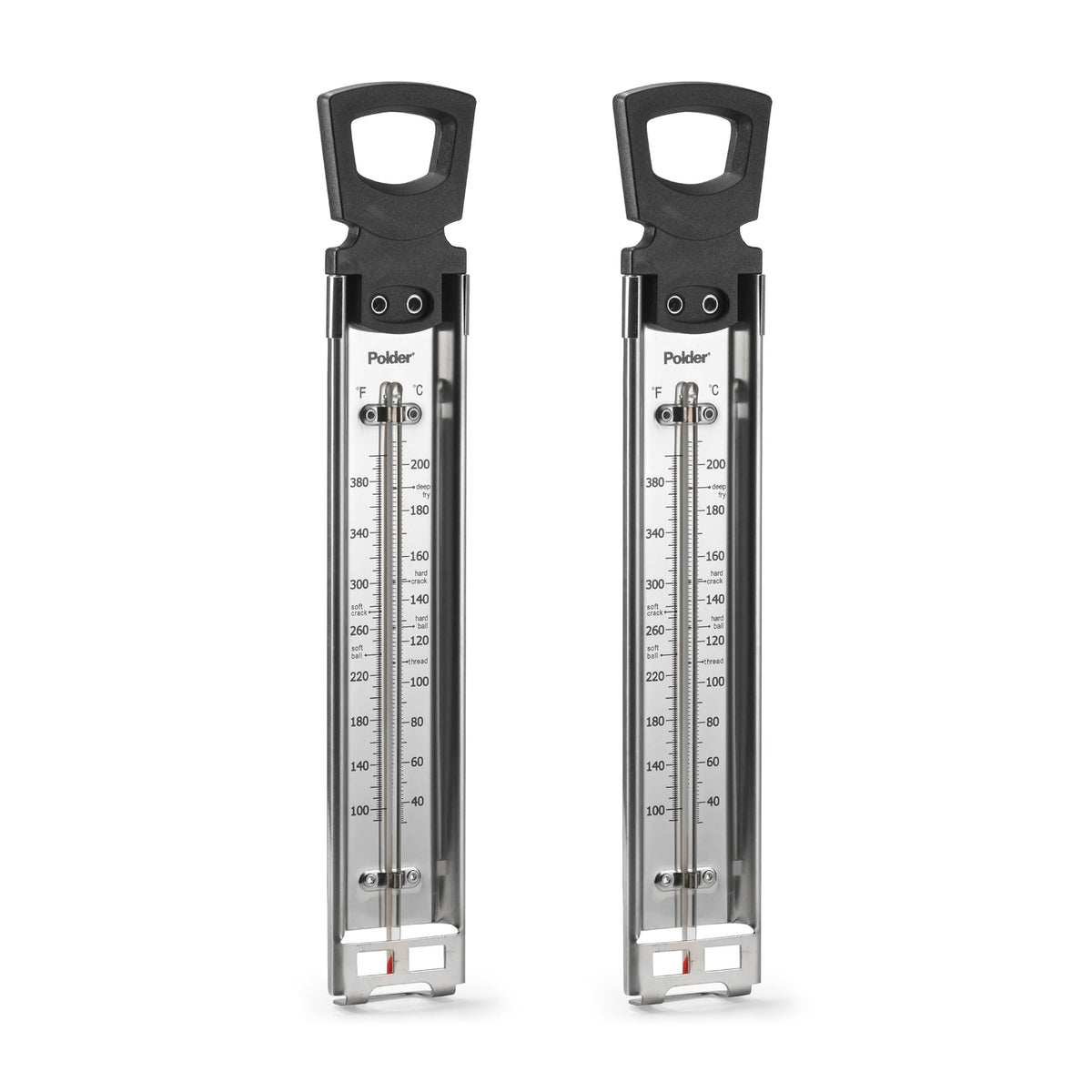 Polder Candy/Jelly/Deep Fry Thermometer, Stainless Steel, With Adjustable Sliding Pot Clip Attachment And Quick Reference Temper