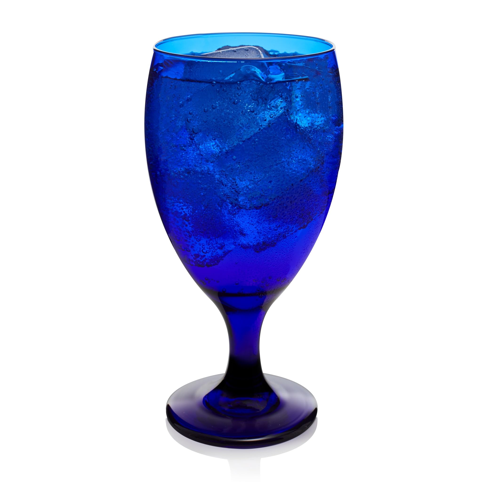 Libbey Premiere Cobalt Iced Tea Glasses, Stylish Cobalt Blue Drinking Glasses Set of 12, Dishwasher Safe Stemmed Water Goblets f