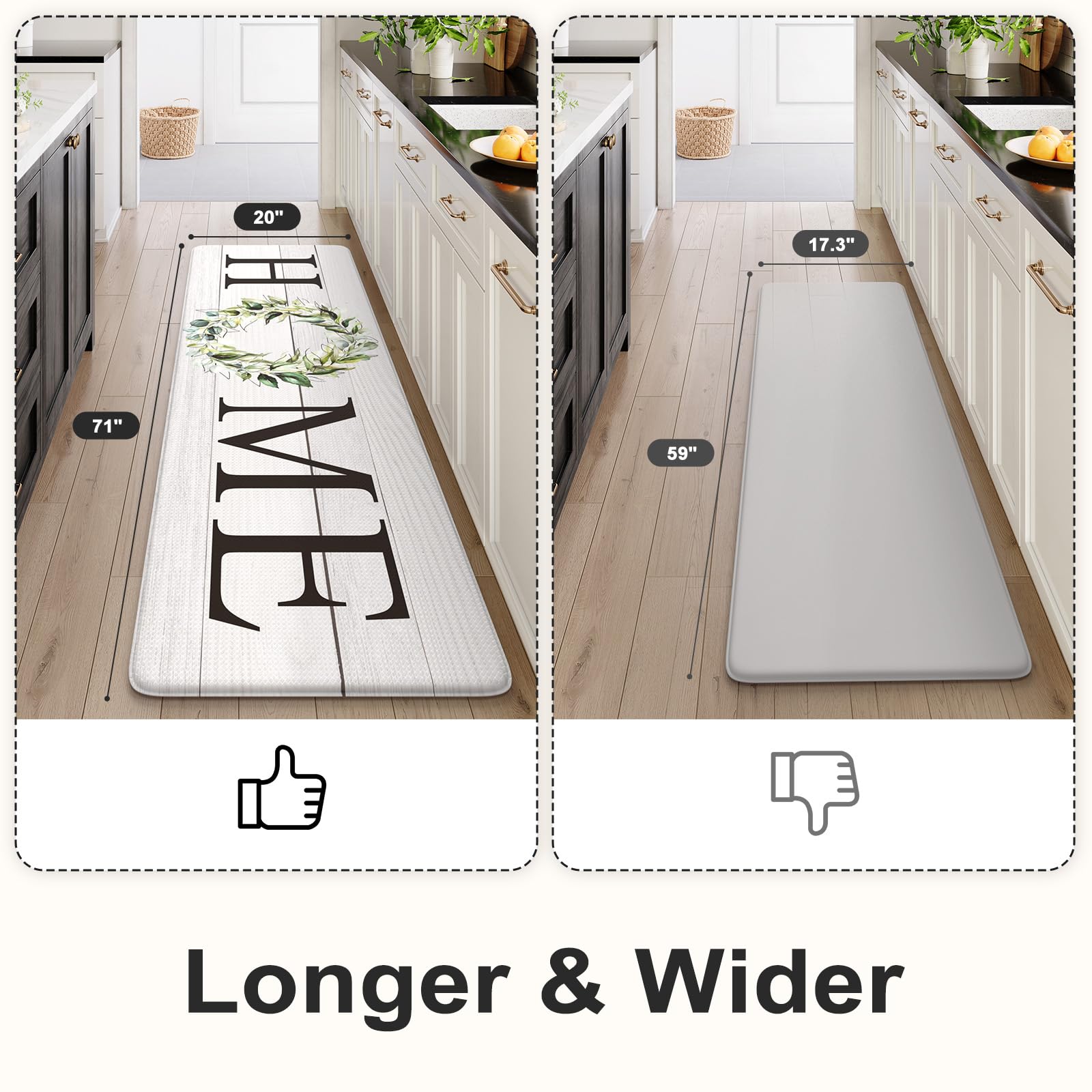 Kimode Kitchen Mats Cushioned Anti Fatigue, Farmhouse Rugs For Kitchen Rug Runner Stain Resistant, Ergonomic Standing Kitchen Fl