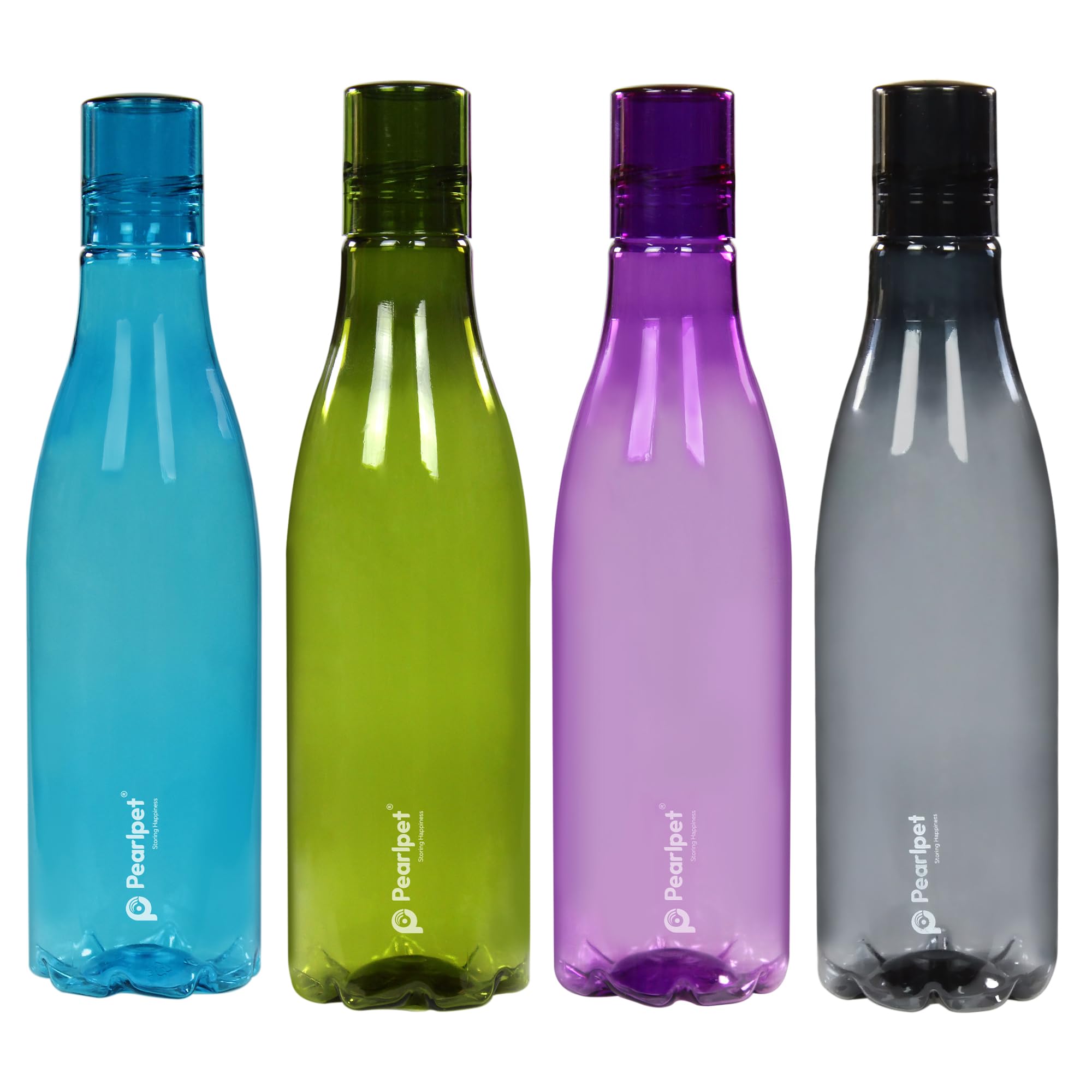 Pearlpet Throttle Water Bottle For Home | Leak Proof Bottles For Refrigerator | BpaFree, Food Grade, Plastic | Set Of 4, 1000 M