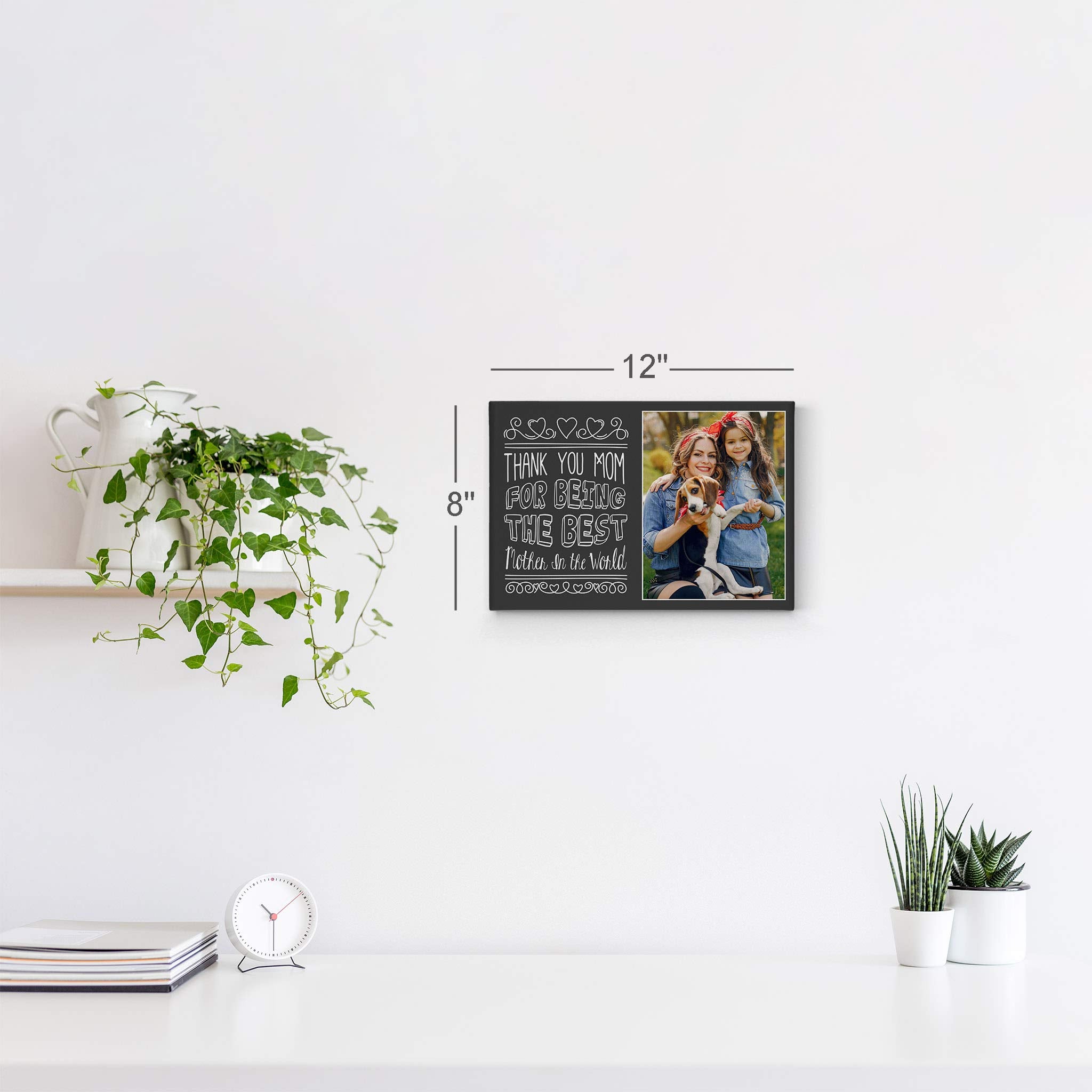 Smile Art Design Custom Photo Print Canvas Print with Your Photo Personalized Photo Thank You Mom for Being The Best Mother in World Quote Personalized Gifts for Moms 15x22 inches