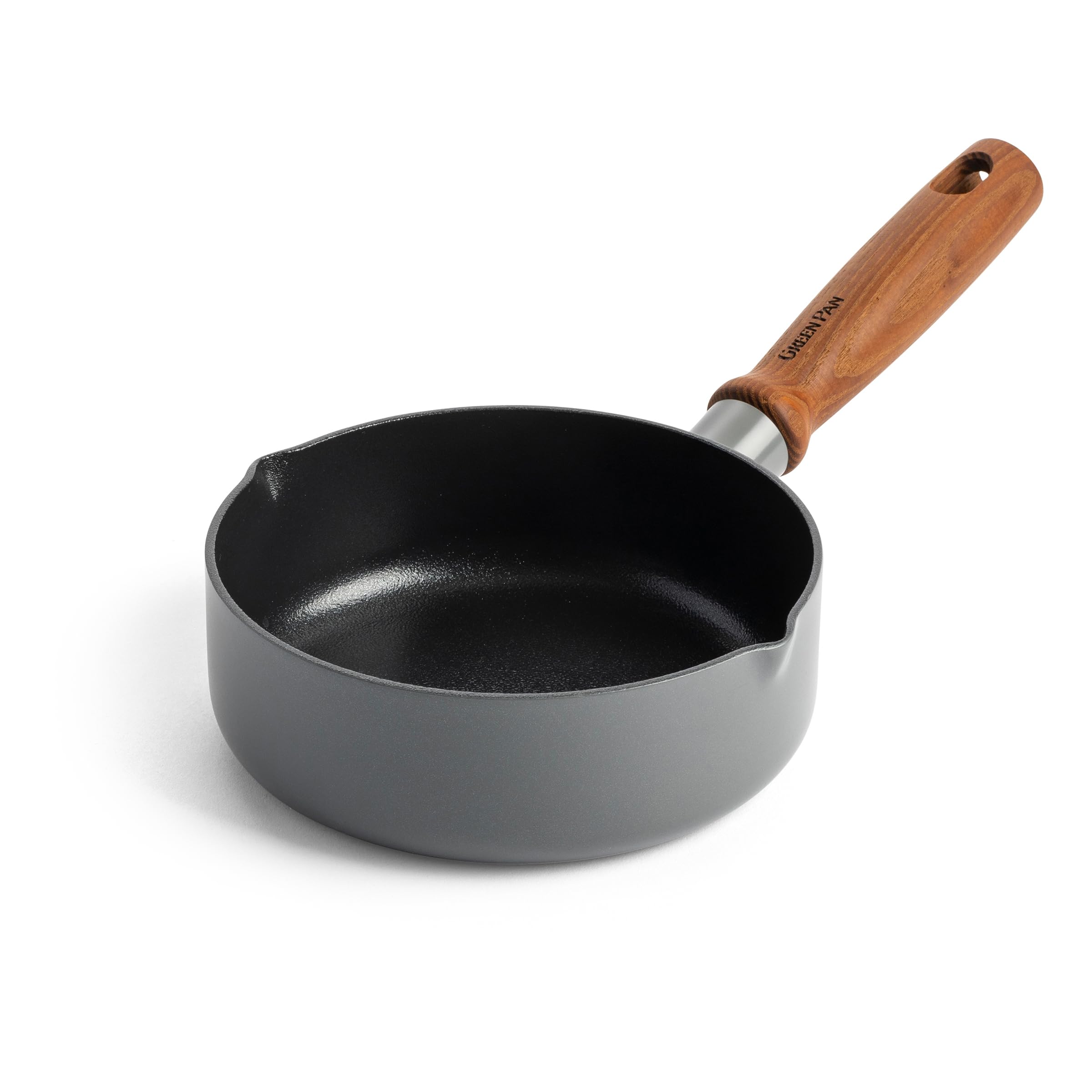 Greenpan Mayflower Pro Hard Anodized Healthy Ceramic Nonstick 16 cm Saucepan, Vintage Wood Handle, PFASFree, Induction Suitable
