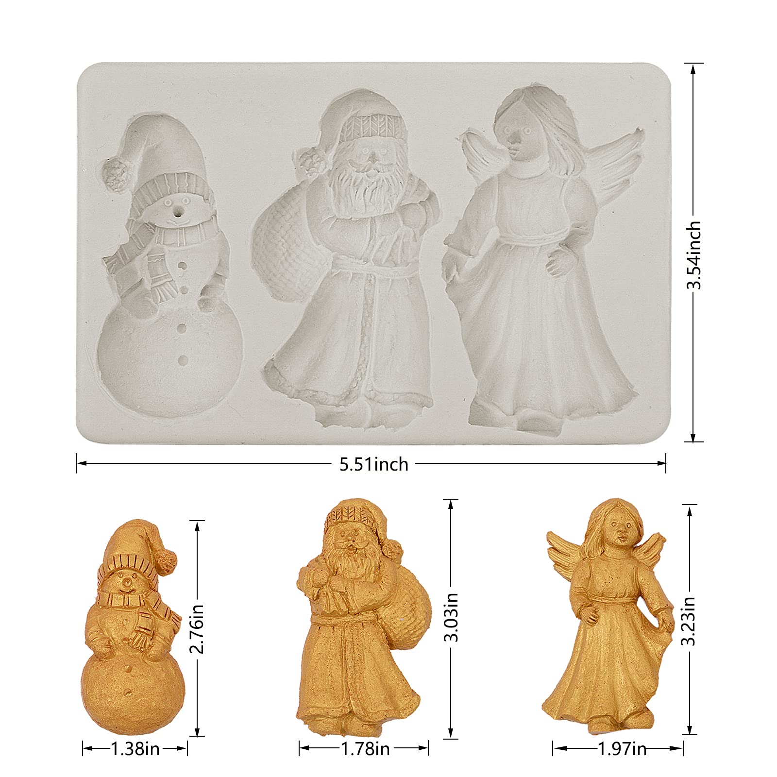 Santa Claus Fondant Molds, Christmas Snowan Our Lady Feather Candy Chocolate Cake Decoration Silicone Molds, Angel Sugar Craft C