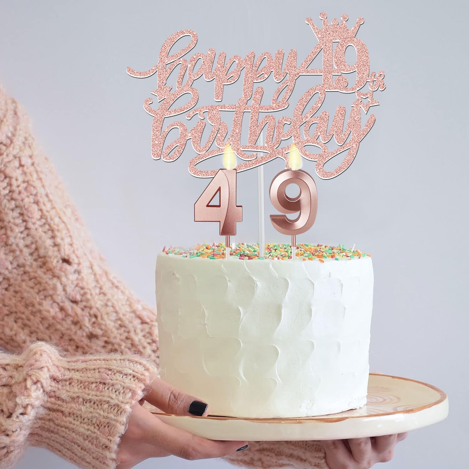49Th Birthday Gifts For Women, Include 49Th Birthday Sash And Tiara, Birthday Cake Topper And Number 49 Candles, Big 49 Balloons