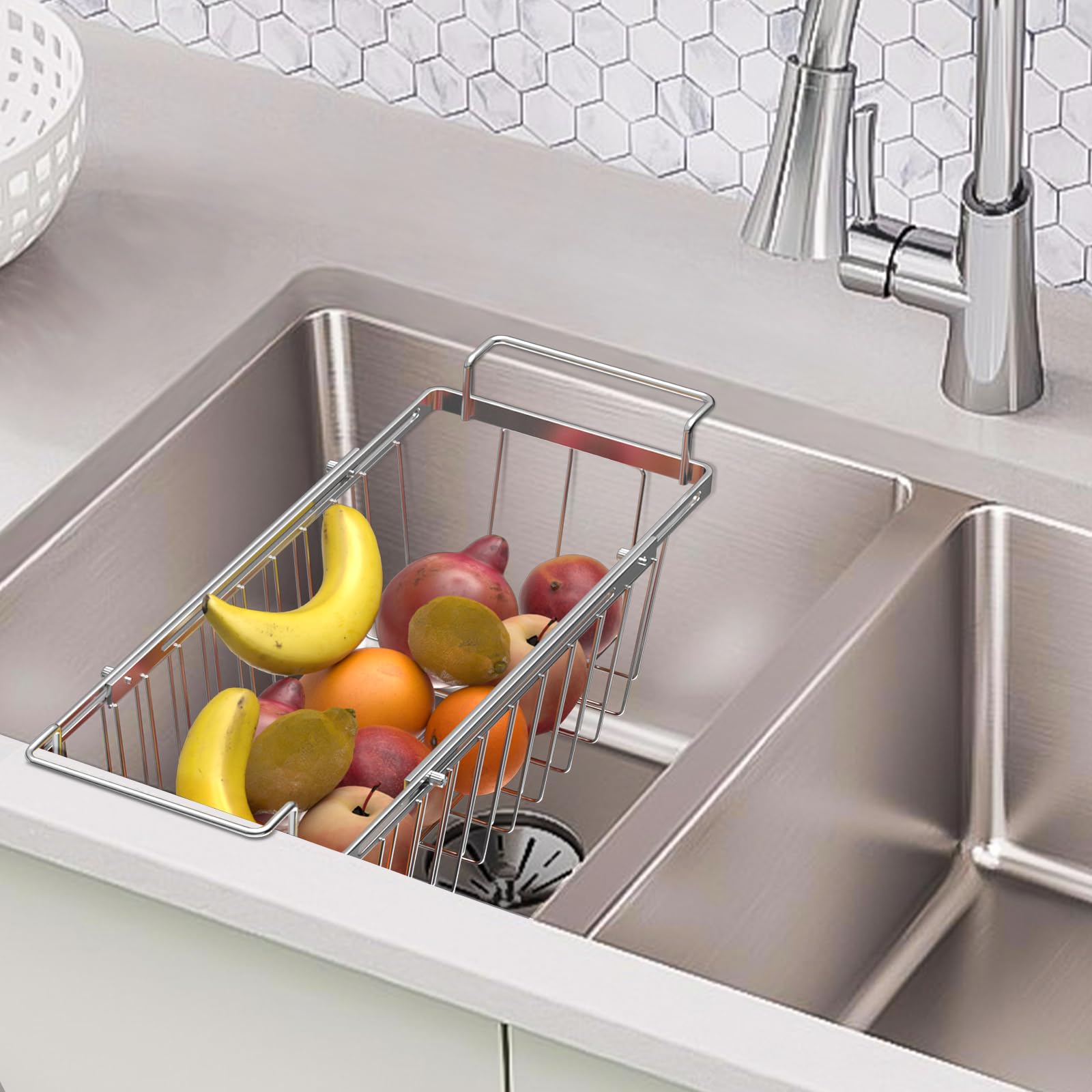 Orgneas Freezer Baskets For Chest Freezer, Capacity Expandable Deep Freezer Organizer Bins Adjustable From 16.5'' To 26.5'' Stai
