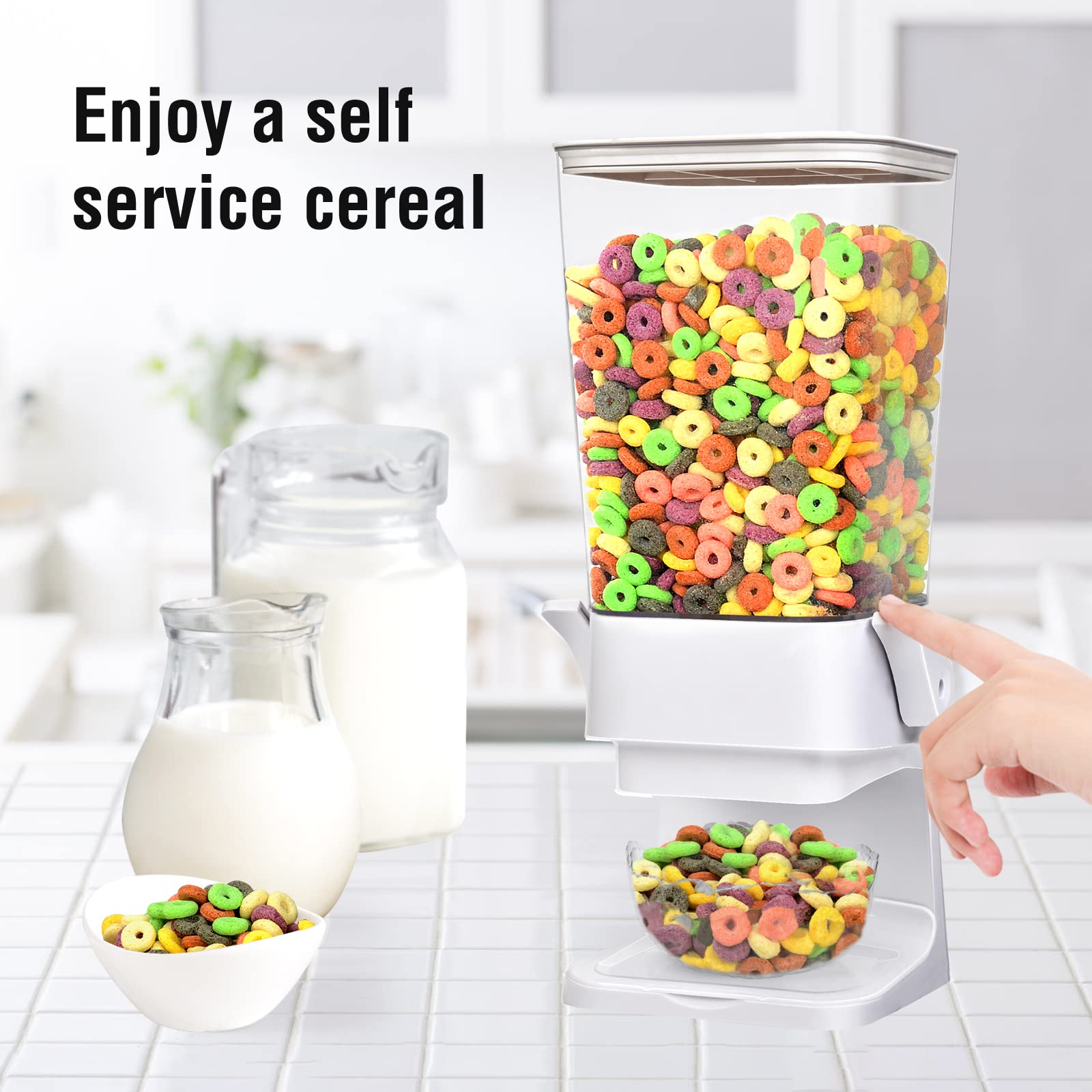 Mivvosakuki Double Cereal Dispenser Countertop Large Cereal Containers Storage Dispenser For Pantry Dry Food Dispenser Counterto