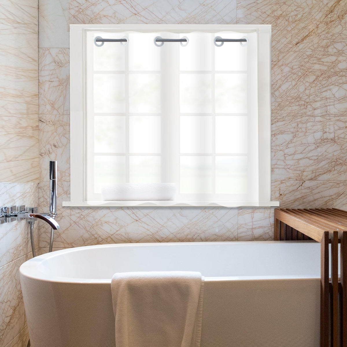 Yisure Plastic Frosted Peva Bathroom Window Curtain, No Hook Needed Narrow Small Short Peva Privacy Shower Curtain For Shower Ro