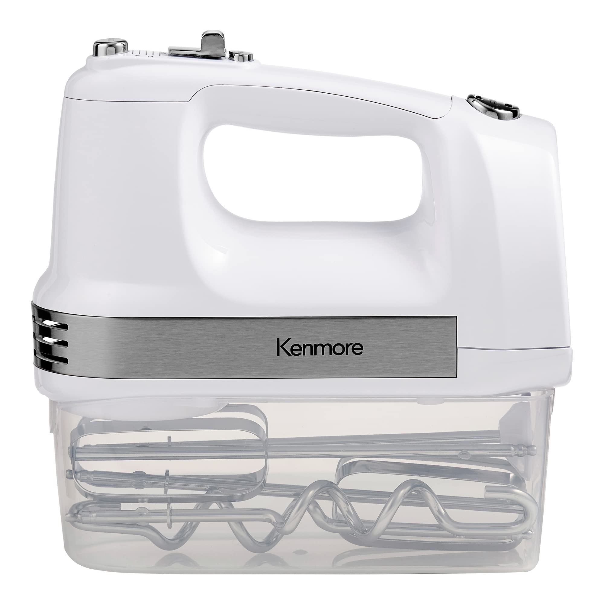Kenmore 5-Speed Electric Hand Mixer/Blender, 250 Watts, With Beaters, Dough Hooks, Liquid Blending Rod, Automatic Cord Retract,