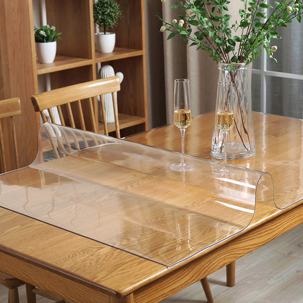 15Mm Thick Clear Table Protector Plastic Pvc Tablecloth Cover Large Glass Table Liner Heat Resistant Anti Scratch Vinyl Table To