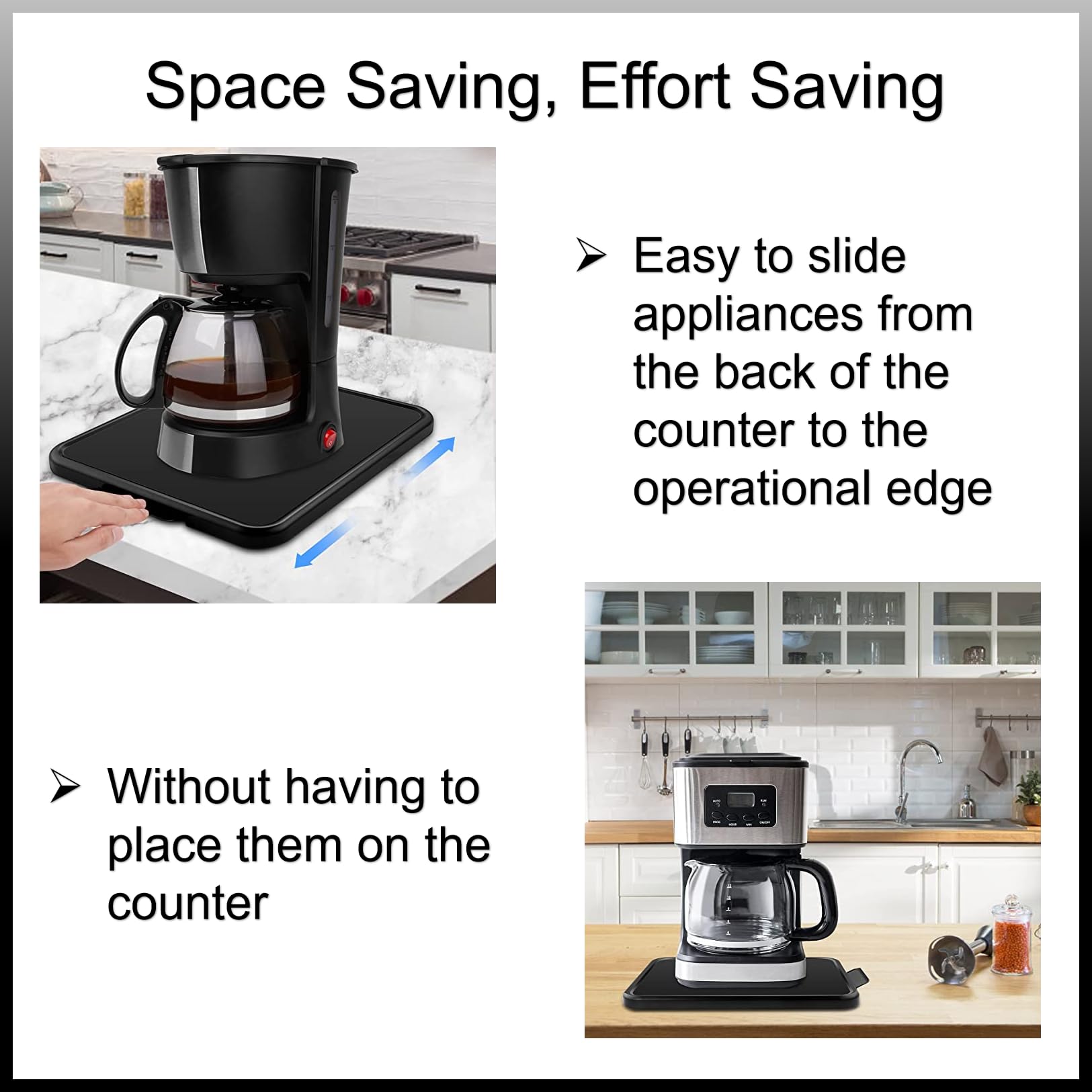 Kitchen Appliance Sliding Tray, Kitchen Caddy Sliding Coffee Maker Tray Mat 41 * 30 * 2Cm Rolling Tray Countertop Storage Moving