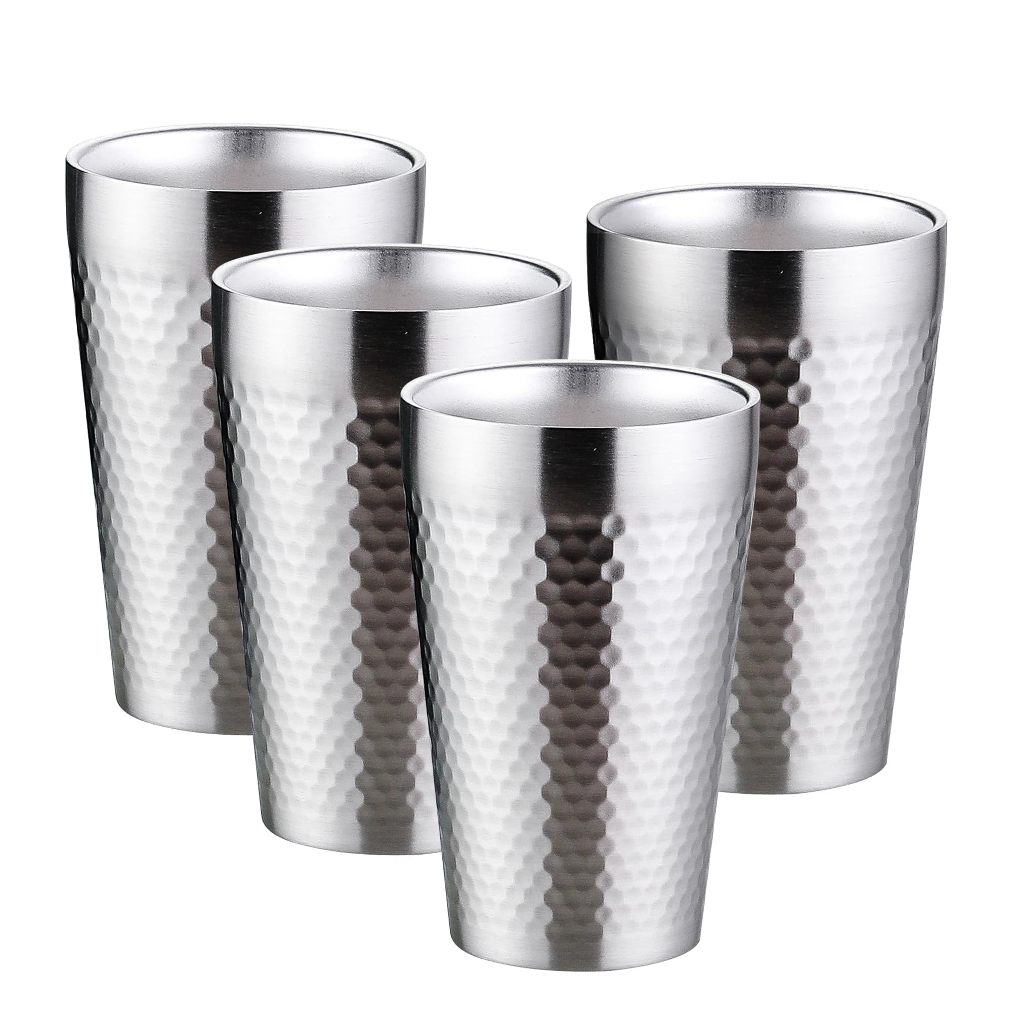 BEFOY Pint Cup - 16oz Double Layer Cup Wall Stainless Steel Unbreakable Hot & Cold Drinking Cups for Home & Outdoor (4PCS, 4 Cou