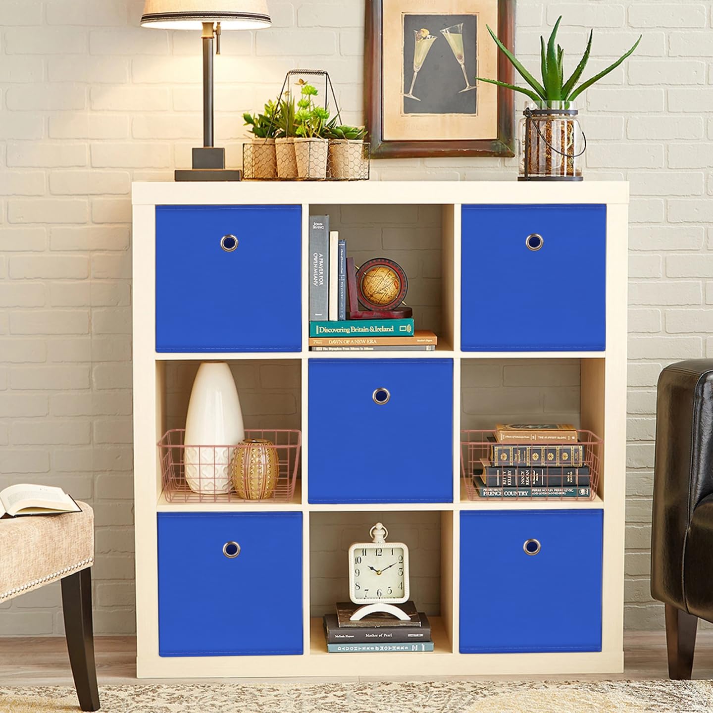 Nieenjoy Foldable Storage Cubes Bins ,11 Inch Cloth Storage Cube Fabric Storage Box Cubes Organizer Baskets With Dual Handles Fo