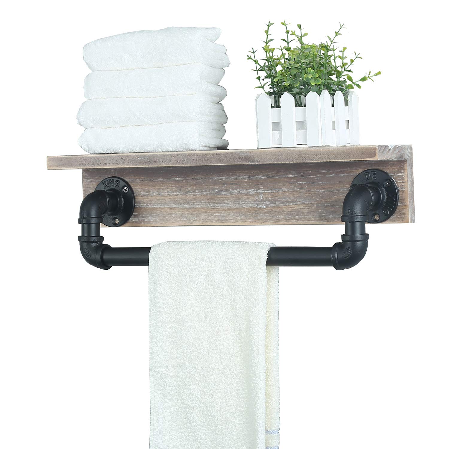 Mbqq Industrial Pipe Shelf,Rustic Wall Shelf With Towel Bar,20'' Farmhouse Towel Racks For Bathroom,Floating Shelves Wall Mounte