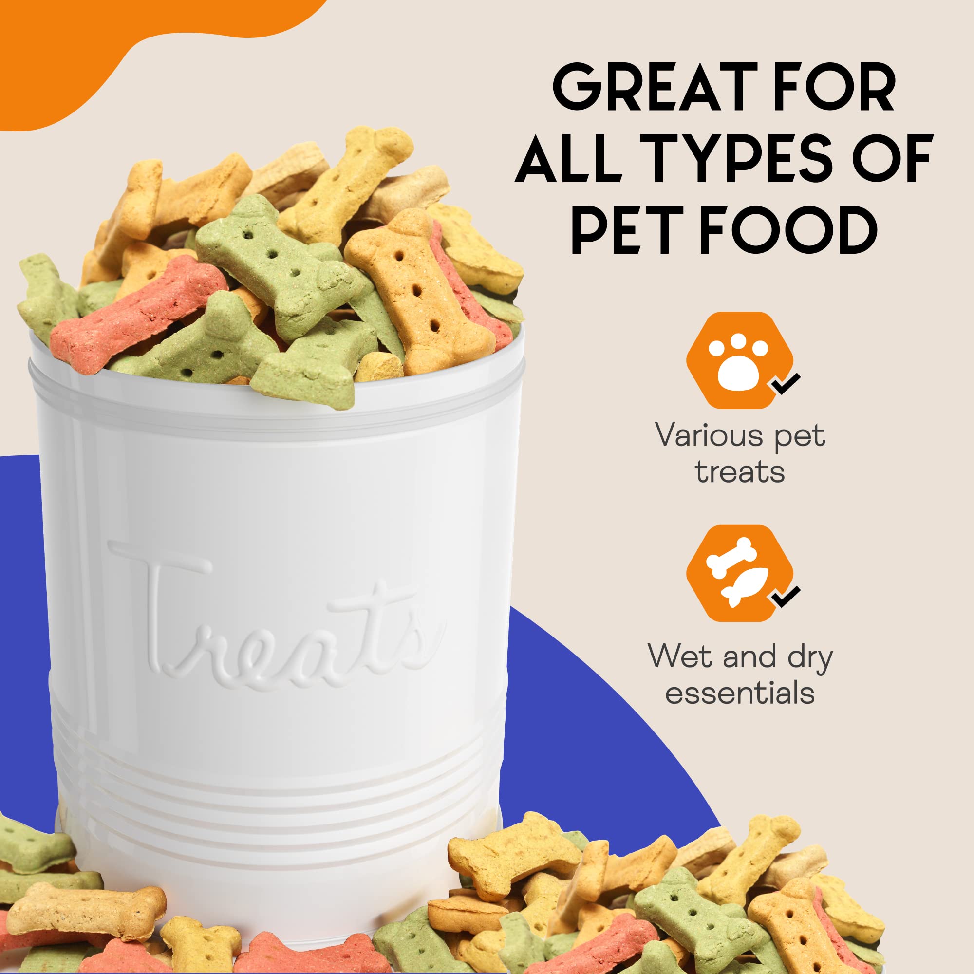 Amici Pet Retro Treats Metal Canister | Pet Food Storage Container | Airtight Lid | 72 Ounce Capacity | Farmhouse D  Cor | Rusti
