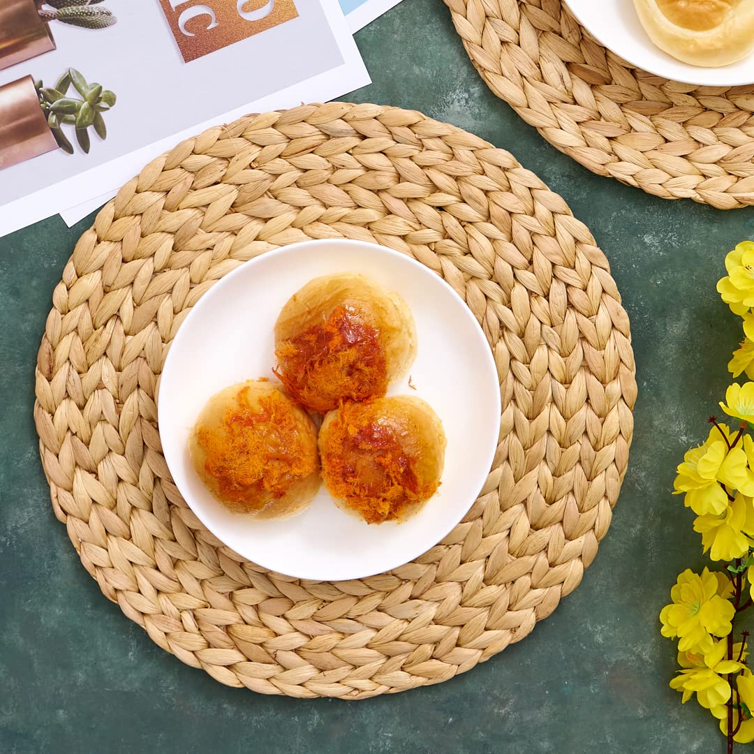 (4 Sizes: 12''-13''-14''-15'') BARIEN Woven Placemats Round Set of 6  Natural Water Hyacinth Weave Placemat for Dining Table  Large Handmade Woven Placemats Heat Resistant Non-Slip (13'' - Set of 6)