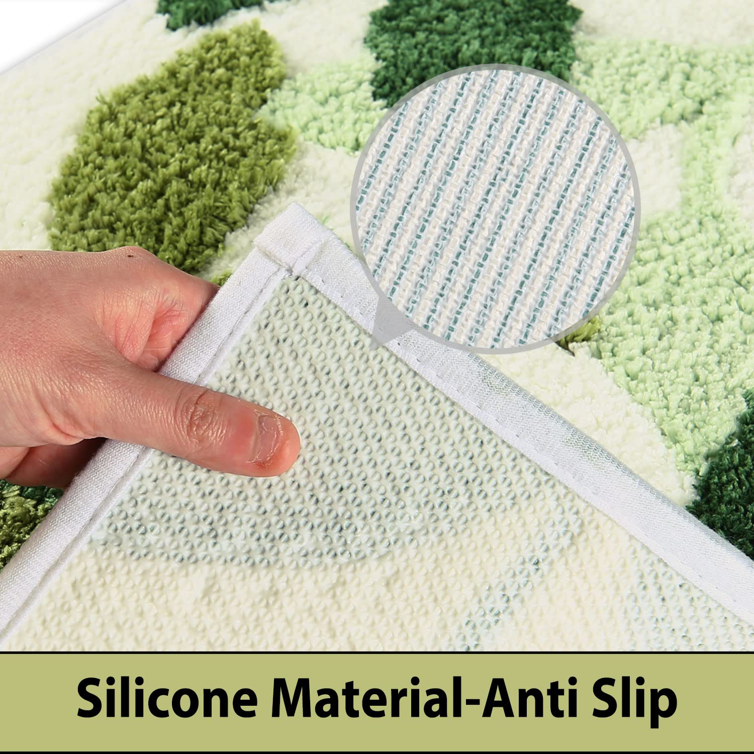 Hi Space Bathroom Rugs Mat 24X16In Green Leaves Bath Mat For Bathroom Non Slip Machine Washable Soft Absorbent Cute Bath Rug Plu