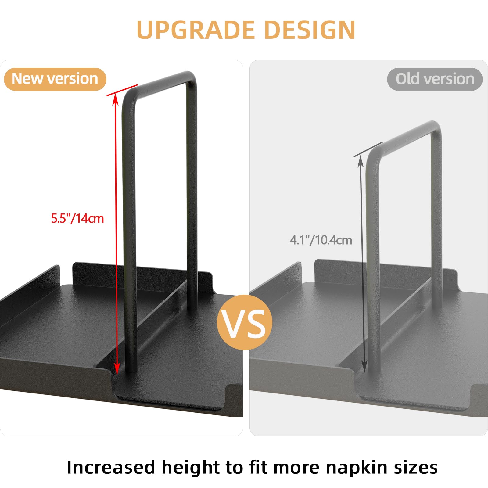 Napkin Holder For Table, Metal Napkin Holder With Salt And Pepper Shakers Caddy, Standing Paper Napkin Storage For Kitchen Dinin