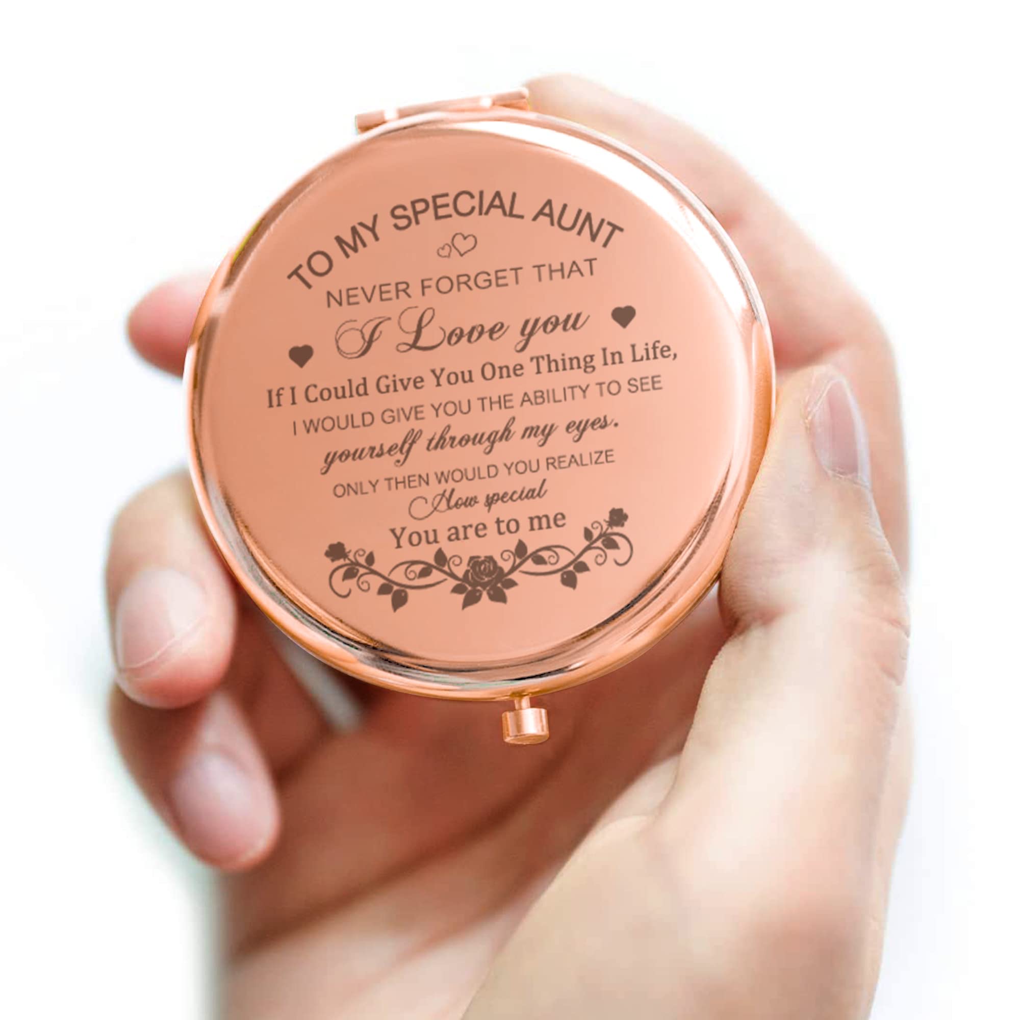 Gaolziuy Compact Mirror, Rose Gold Special Aunt Hand Mirror, 2.5 Inches, Portable, Home Mirror For Mother'S Day, Birthdays