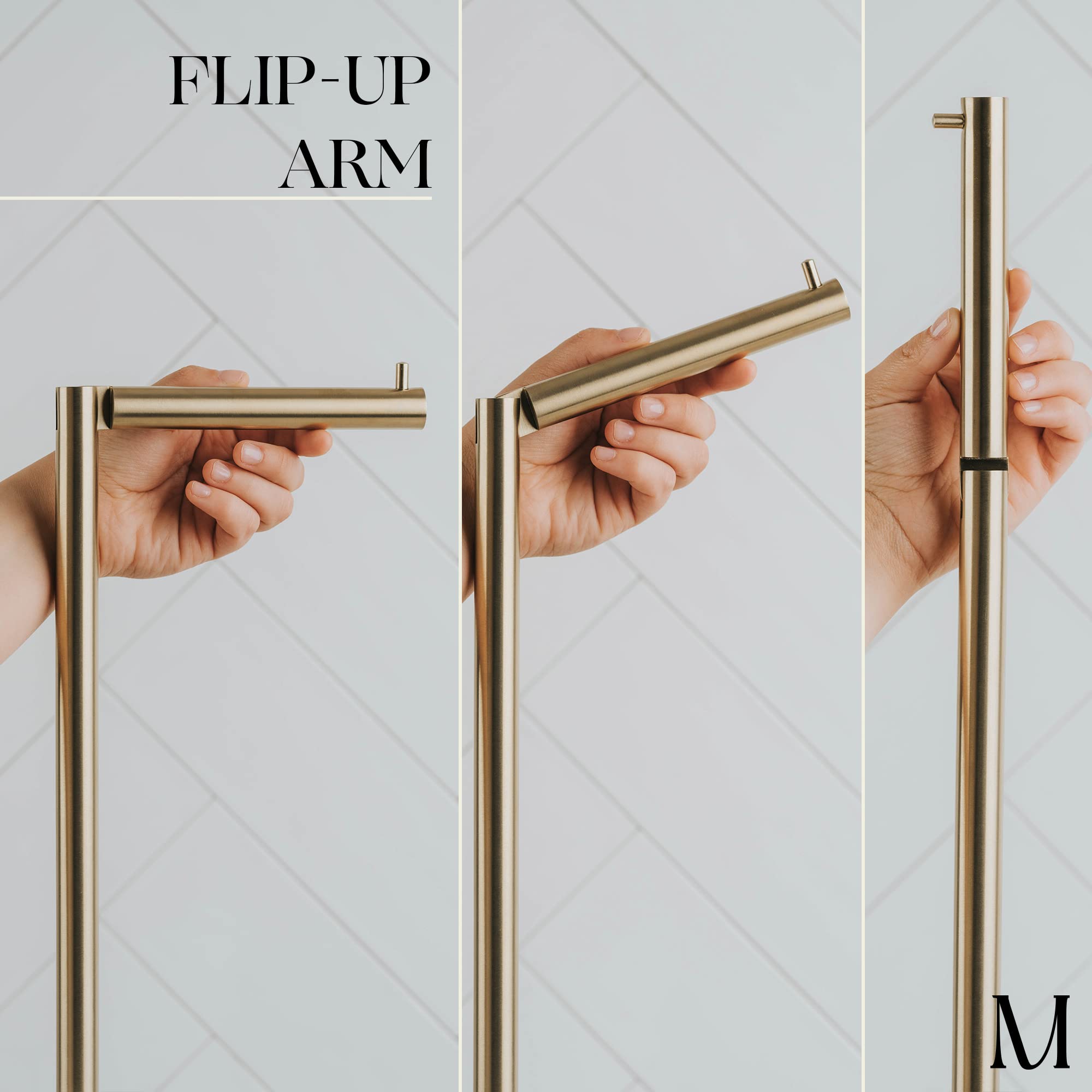 Marmolux Acc Free Standing Gold Toilet Paper Holder Stand White Marble Base And Storage | 4 Jumbo Roll Bathroom Hardware Toilet