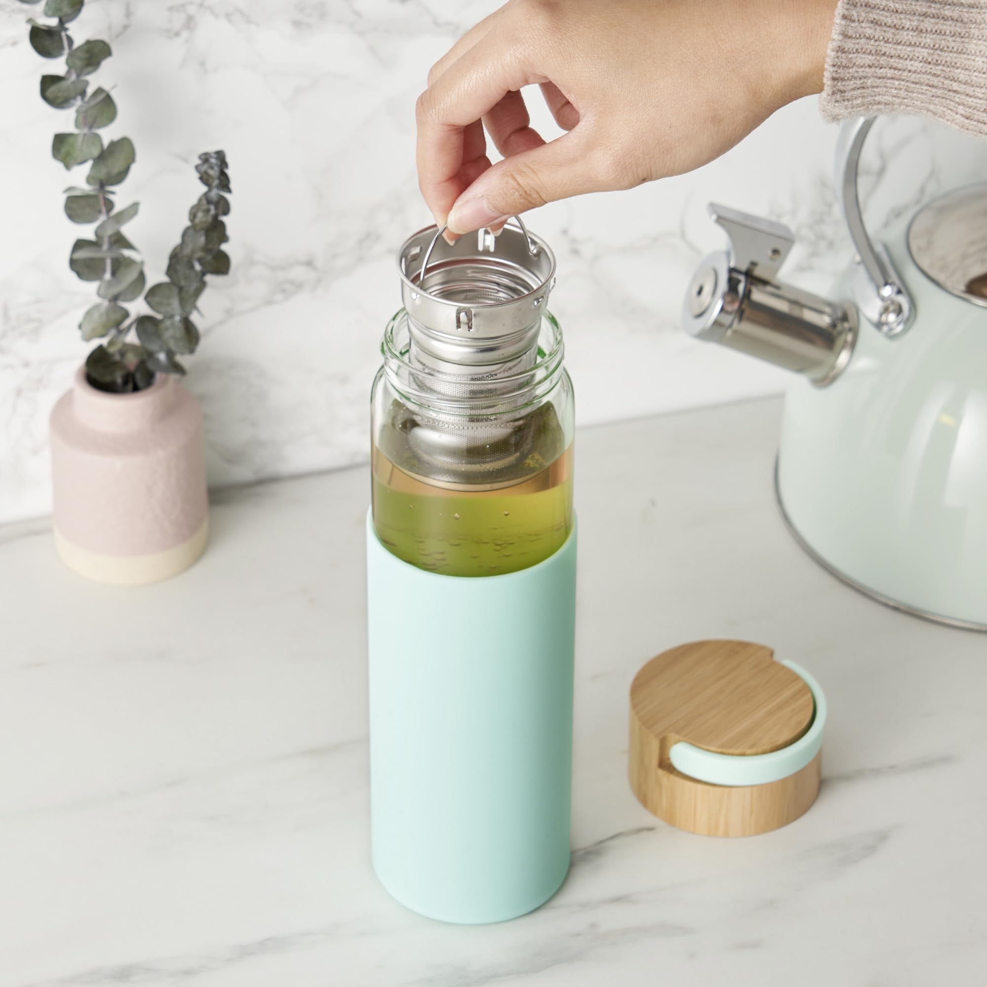 Dana Glass Travel Mug In Turquoise By Pinky Up