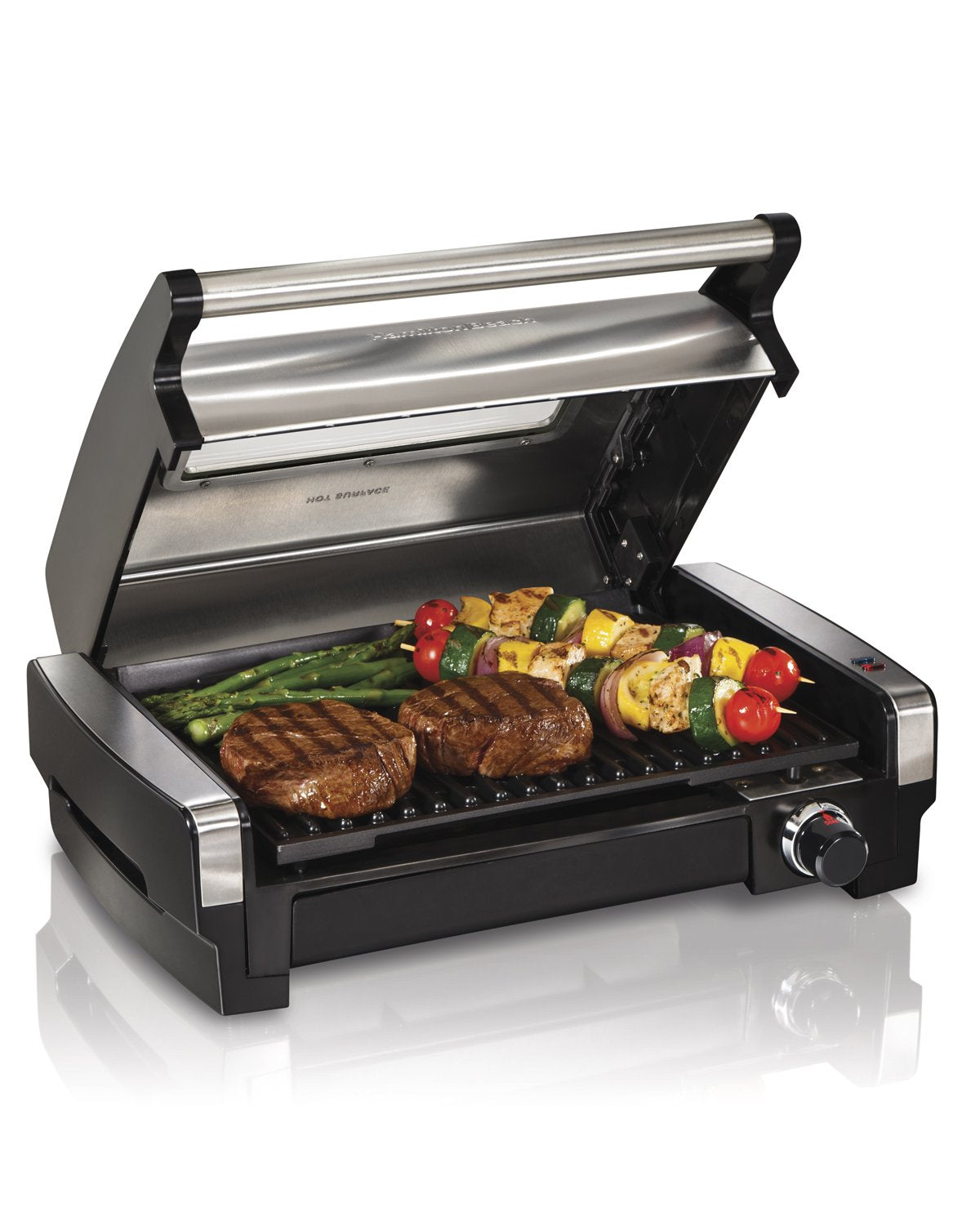 Hamilton Beach Electric Indoor Searing Grill With Viewing Window & Adjustable Temperature Control To 450F, 118 Sq. In. Surface S
