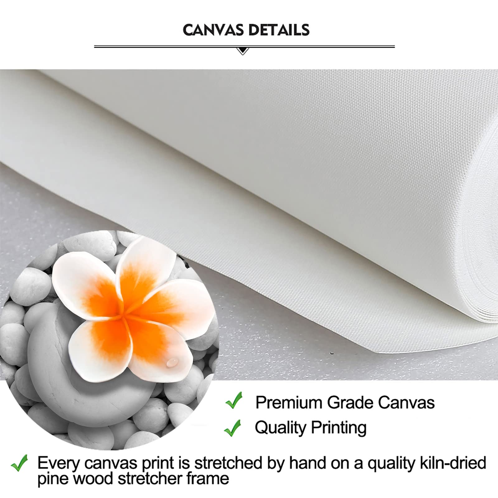 iKNOW FOTO Zen Stone with Orange Flower Wall Art  Framed Canvas Print for Relaxing Bathroom  Bedroom  Spa D?cor  Tranquil Nature-Inspired Design  Ready to Hang (12x12 inches)