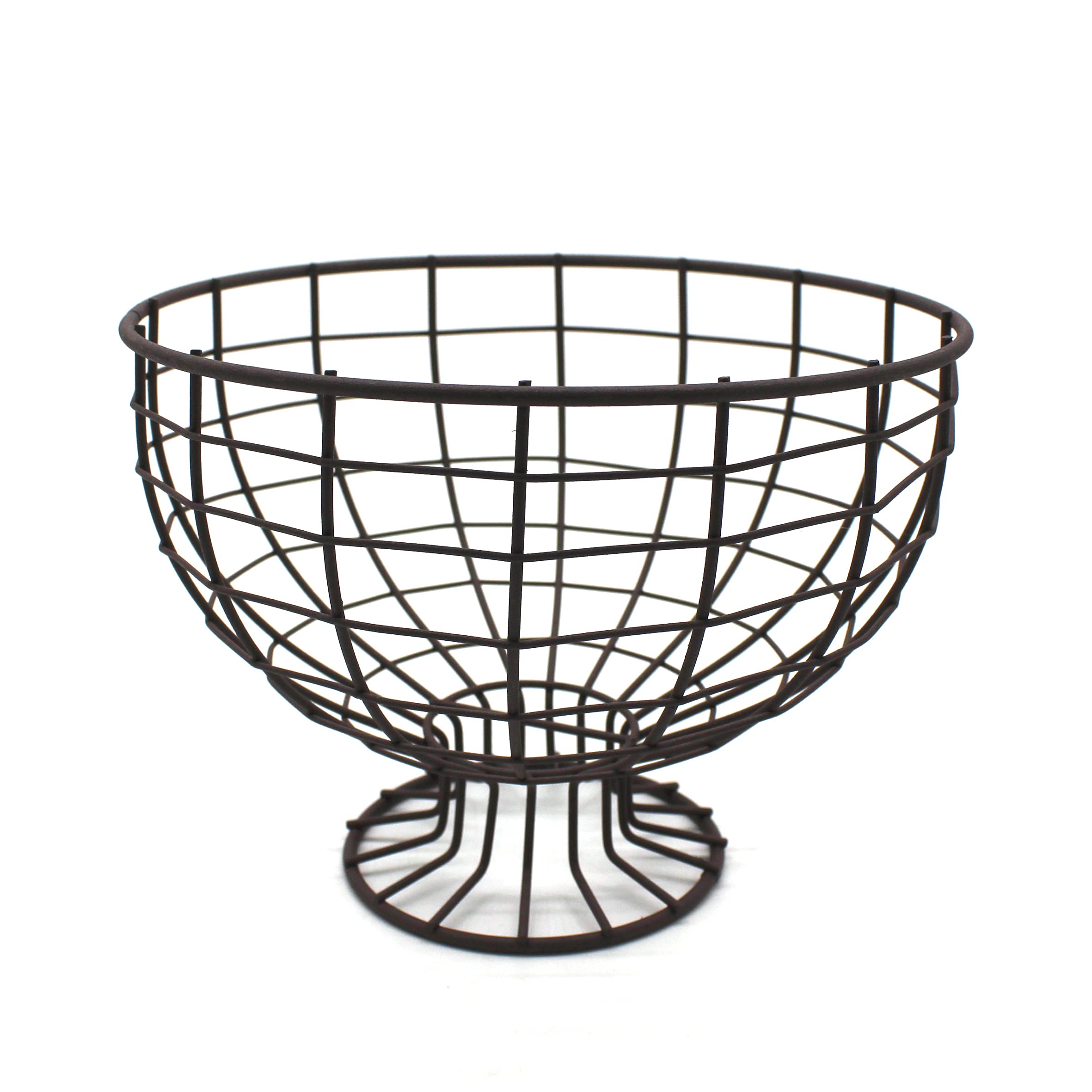 Cvhomedeco. Metal Wire Round Egg Basket With Pedestal Counter Top Fruit Bowl Storage For Kitchen Home. Rusty