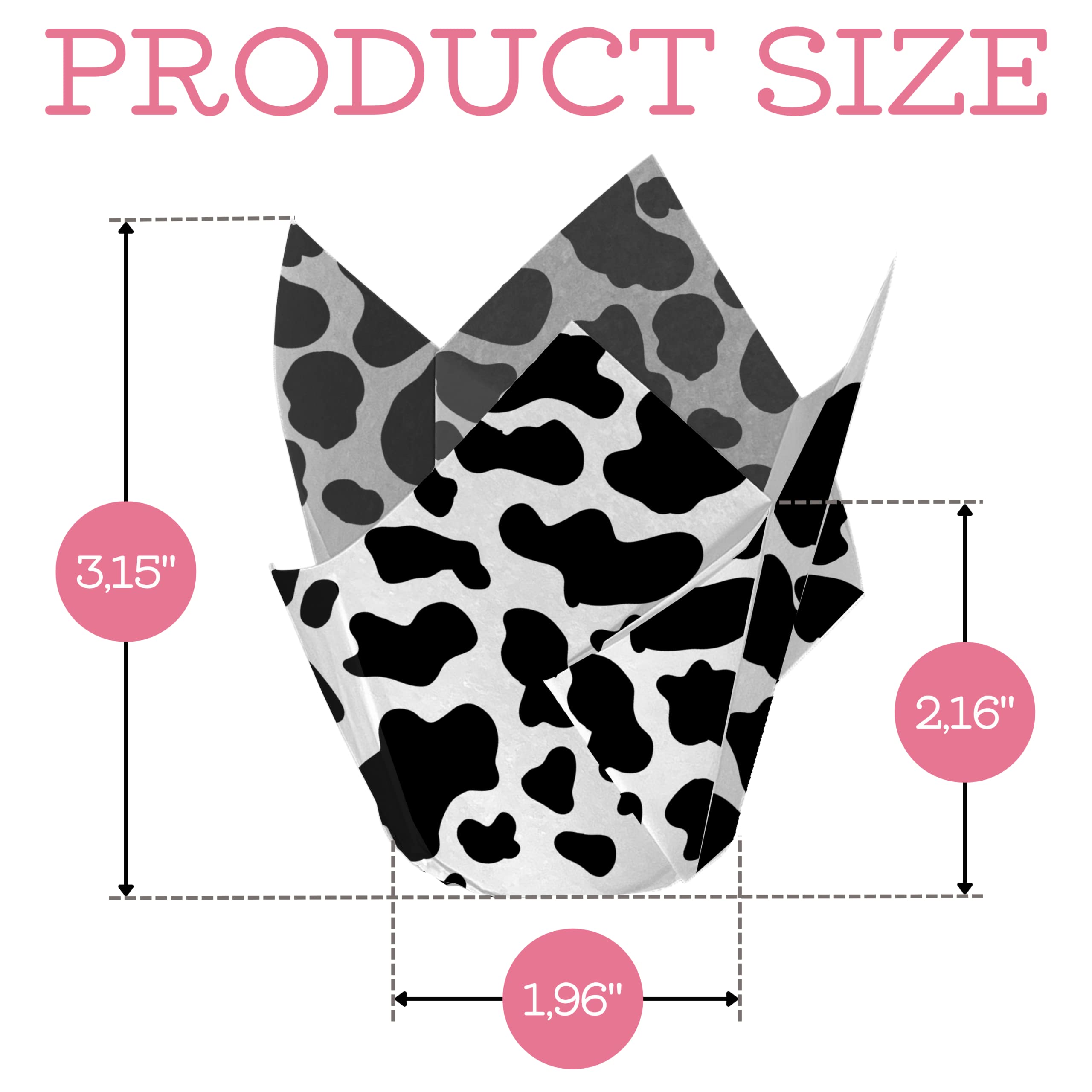 50Pcs Cow Tulip Cupcake Liners Cupcake Wrappers Cow Print Baking Cups Muffin Cups Cow Cupcake Cups For Birthday Party Farm Weste