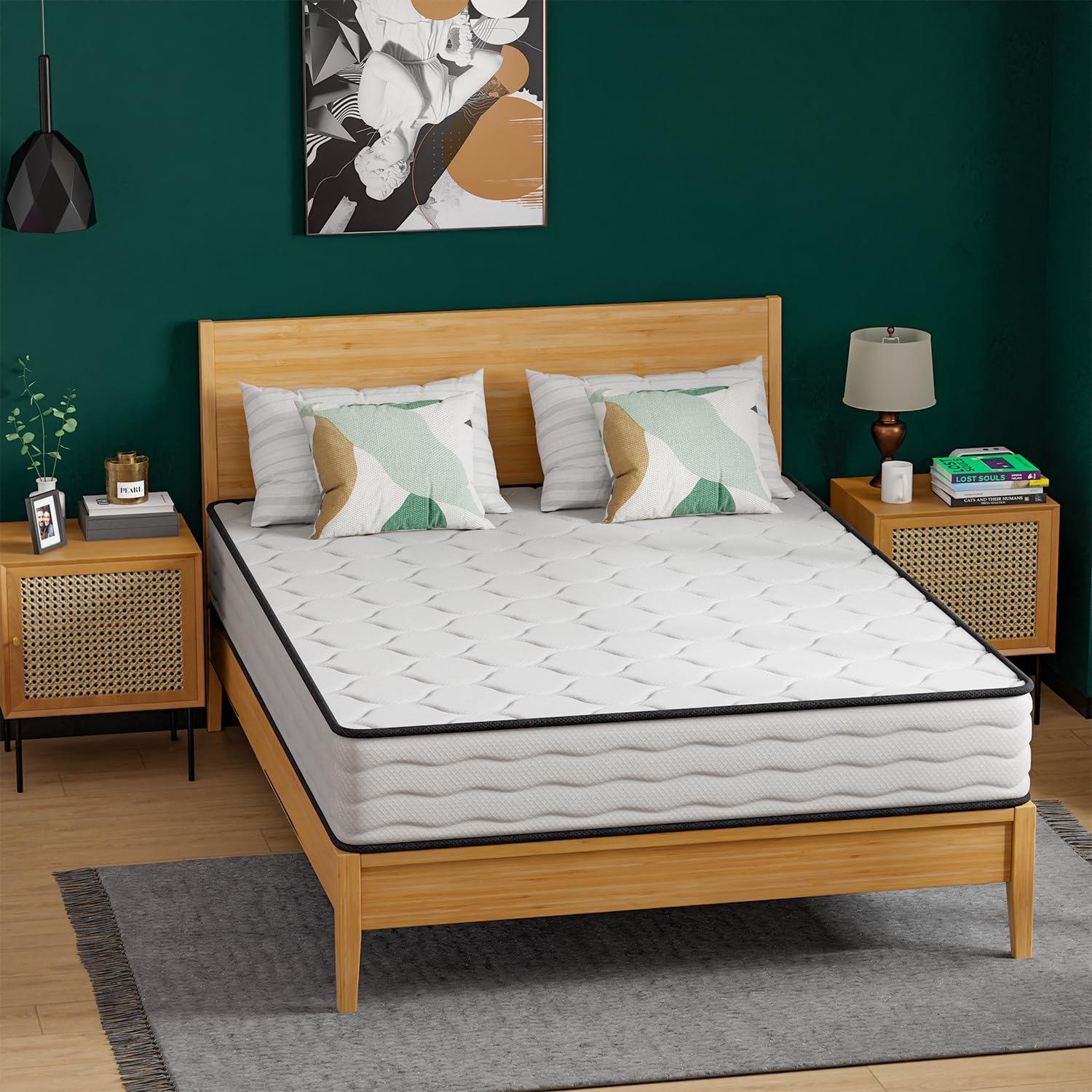 Paylesshere 10 Inch Innerspring Queen Mattress Medium Firm Hybrid Mattress With Removable Cover Certipur-Us Certified Bed-In-A-B