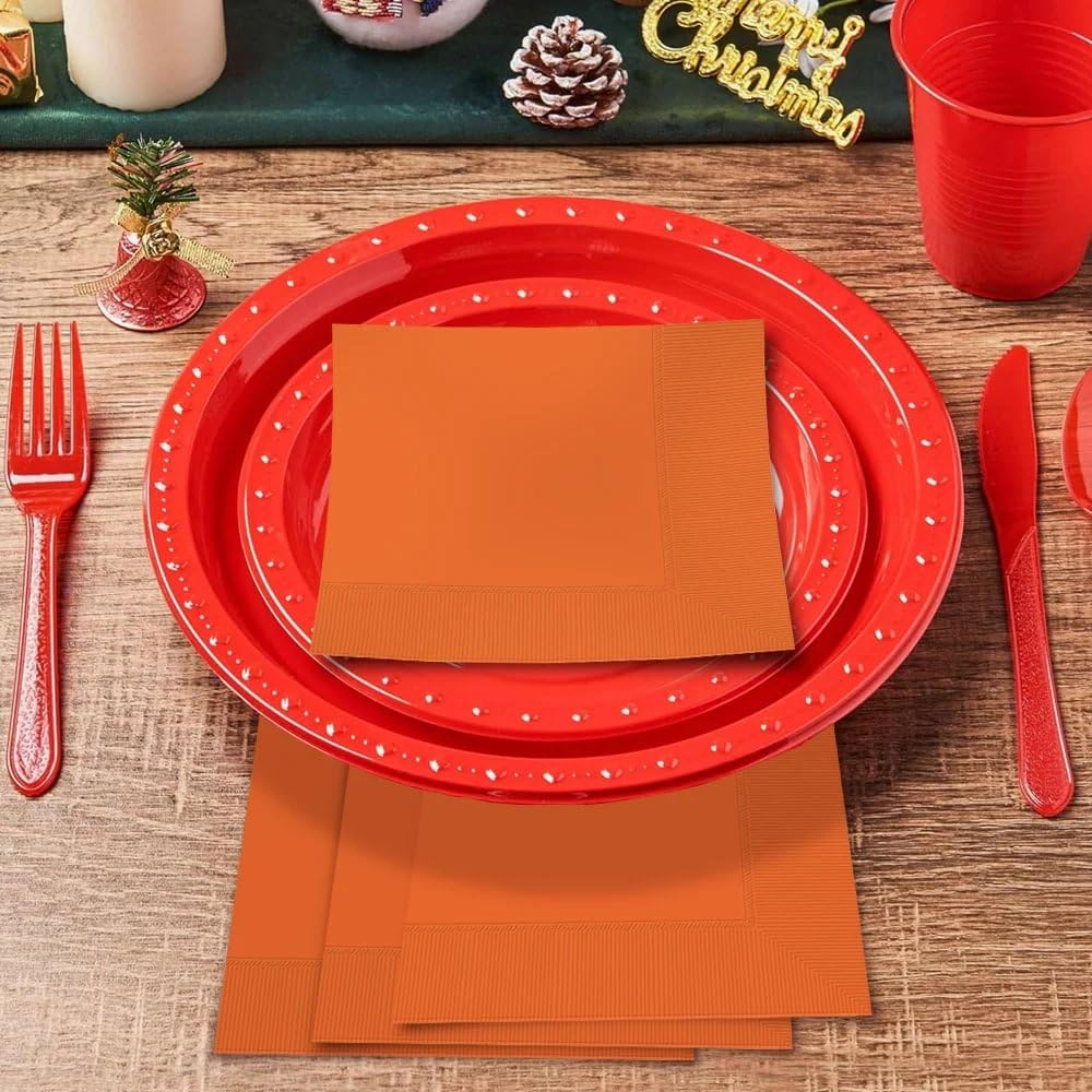 Orange Peel 2-Ply Dinner Napkins - 8'' (Pack Of 40) - Vibrant & Durable Paper Napkins For Parties, Events & Everyday Use