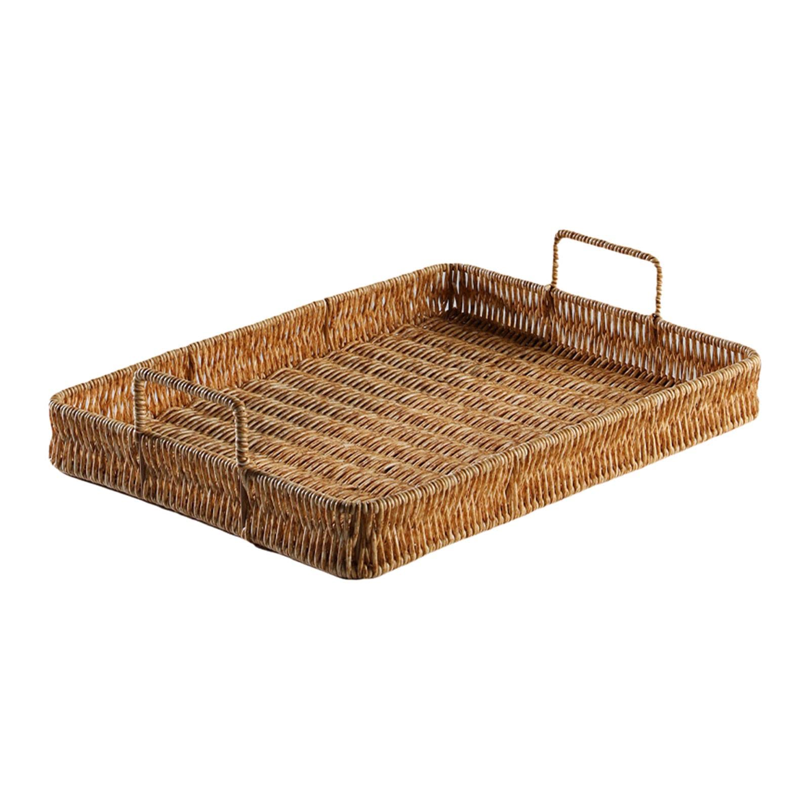 Ecomistiq Hand Woven Fruit Serving Tray Snack Bread Trays Organizer For Coffee Table Large| Trays| Dinnerware & Dishes | Kitchen
