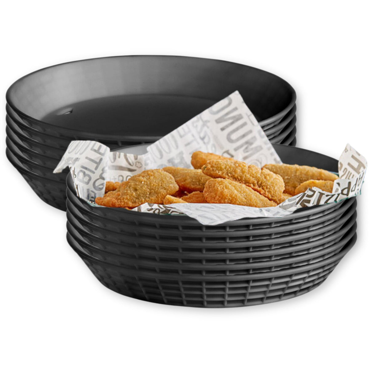 Tablecraft Products 15759Bk 9'' Round Diner Platter W Base, Plypropylene, Black, Medium (Pack Of 12)