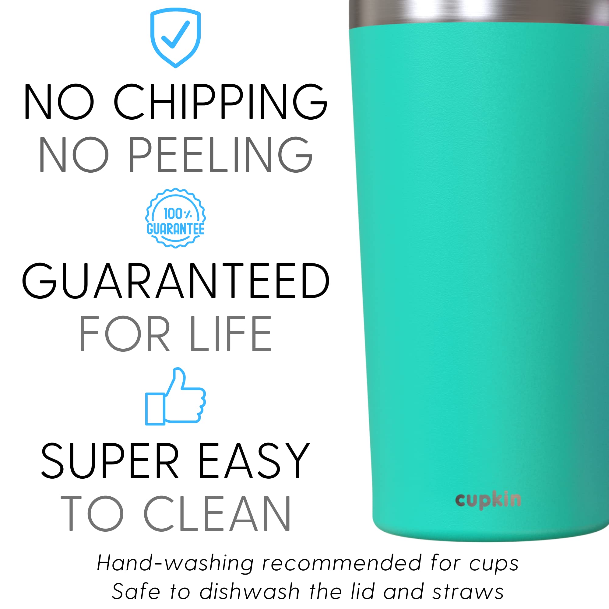 Cupkin Stainless Steel Insulated Tumbler With Lid And Straw, 20 Oz Water Bottle & Straw, Stainless Steel Cups, Travel Coffee Mug
