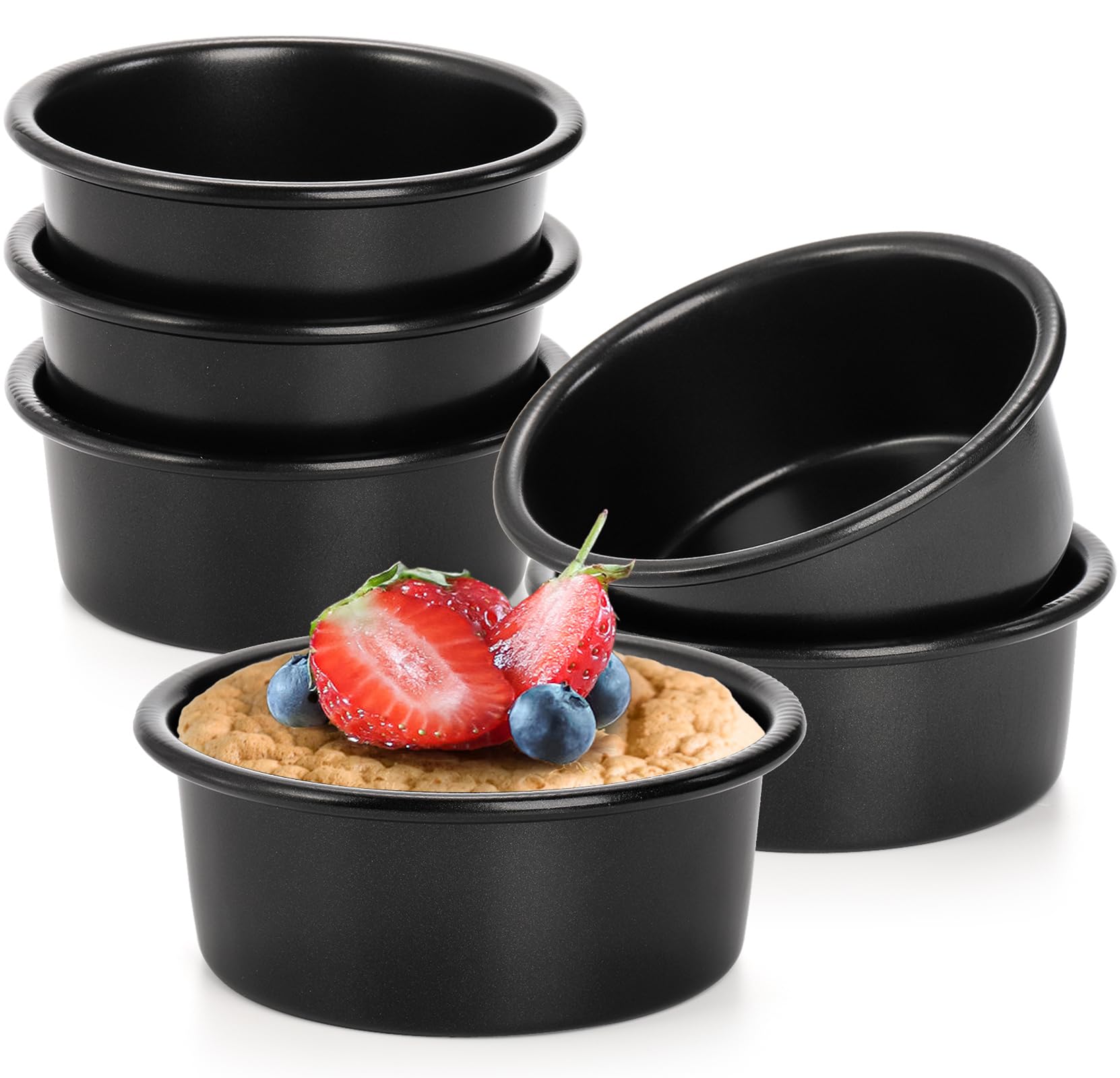 Yesland 4 Inch Cake Pan Set Of 6, Nonstick Round Mini Cake Pans Smash Cake Baking Pans Tins With Non-Toxic Coating, Aluminum Mat