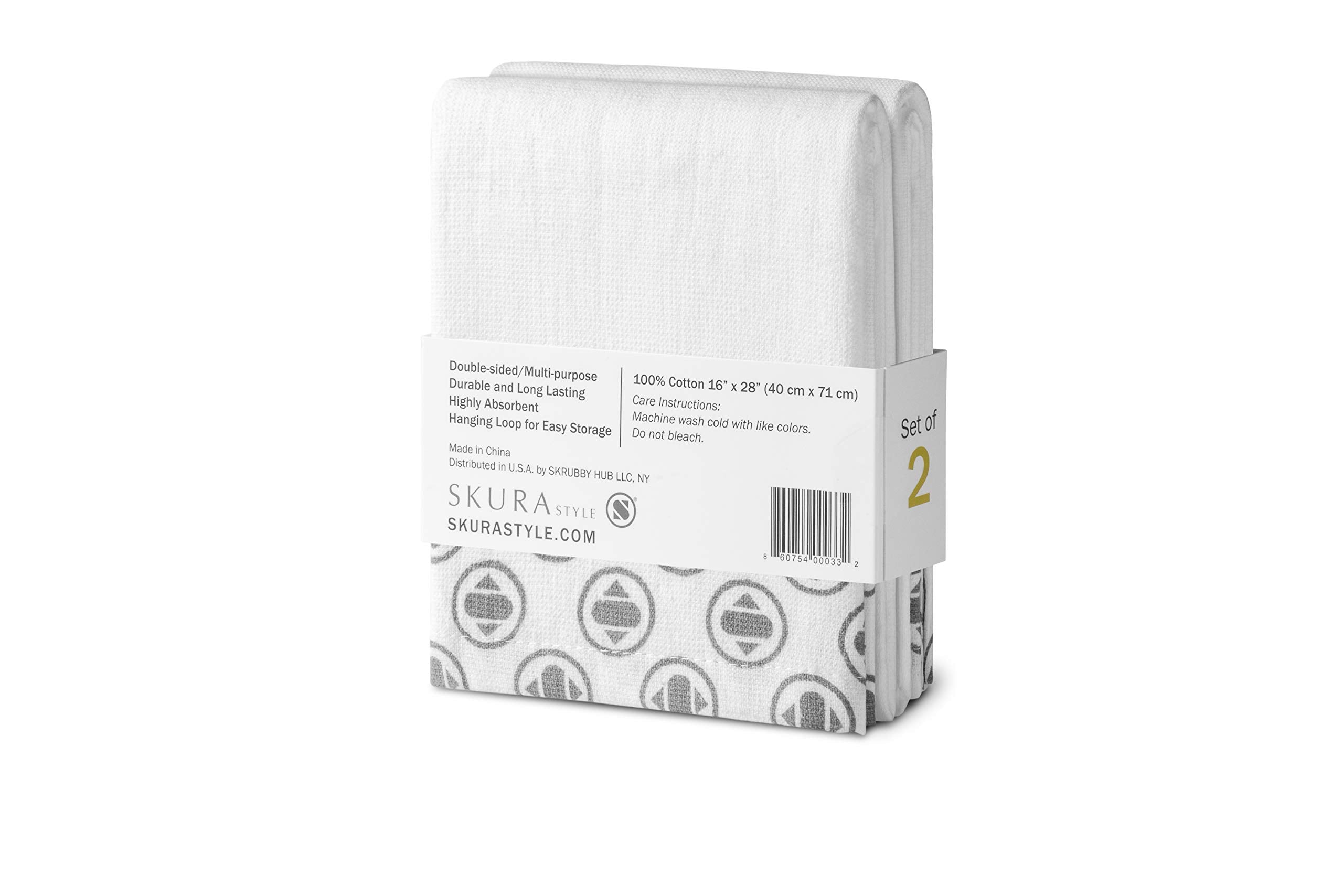 Skura Style Towel Ta-Da! 100% Cotton Dual Sided Super Absorbent Kitchen And Dish Towel Set - 2 Count