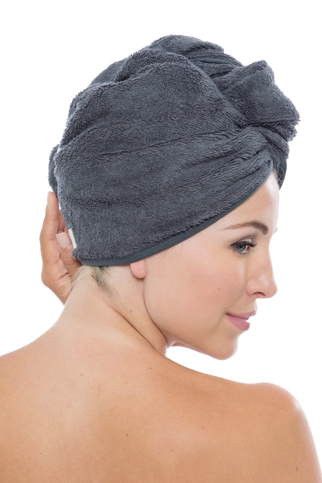 Texere Women 's Viscose from Bamboo and Cotton Terry Spa Hair Towel Wrap - Absorbent and Fast Drying for Long, Curly, Thick Hair