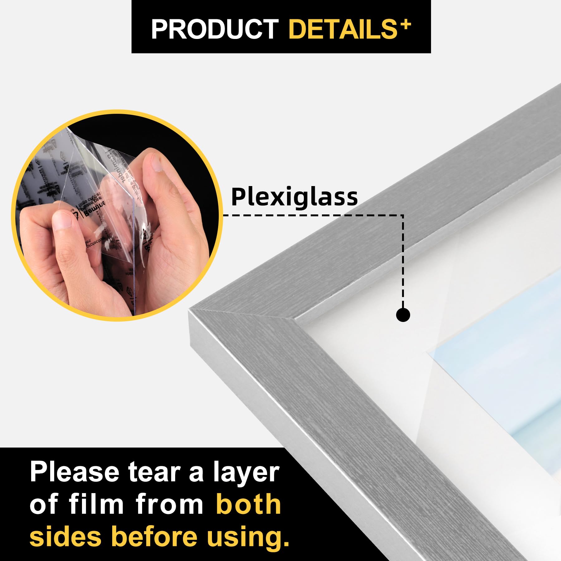 TOFOREVO Picture Frames 6x6 Set of 2 Distressed Silver Wood Grain Photo Frame for Gallery Wall Mounting or Tabletop Display