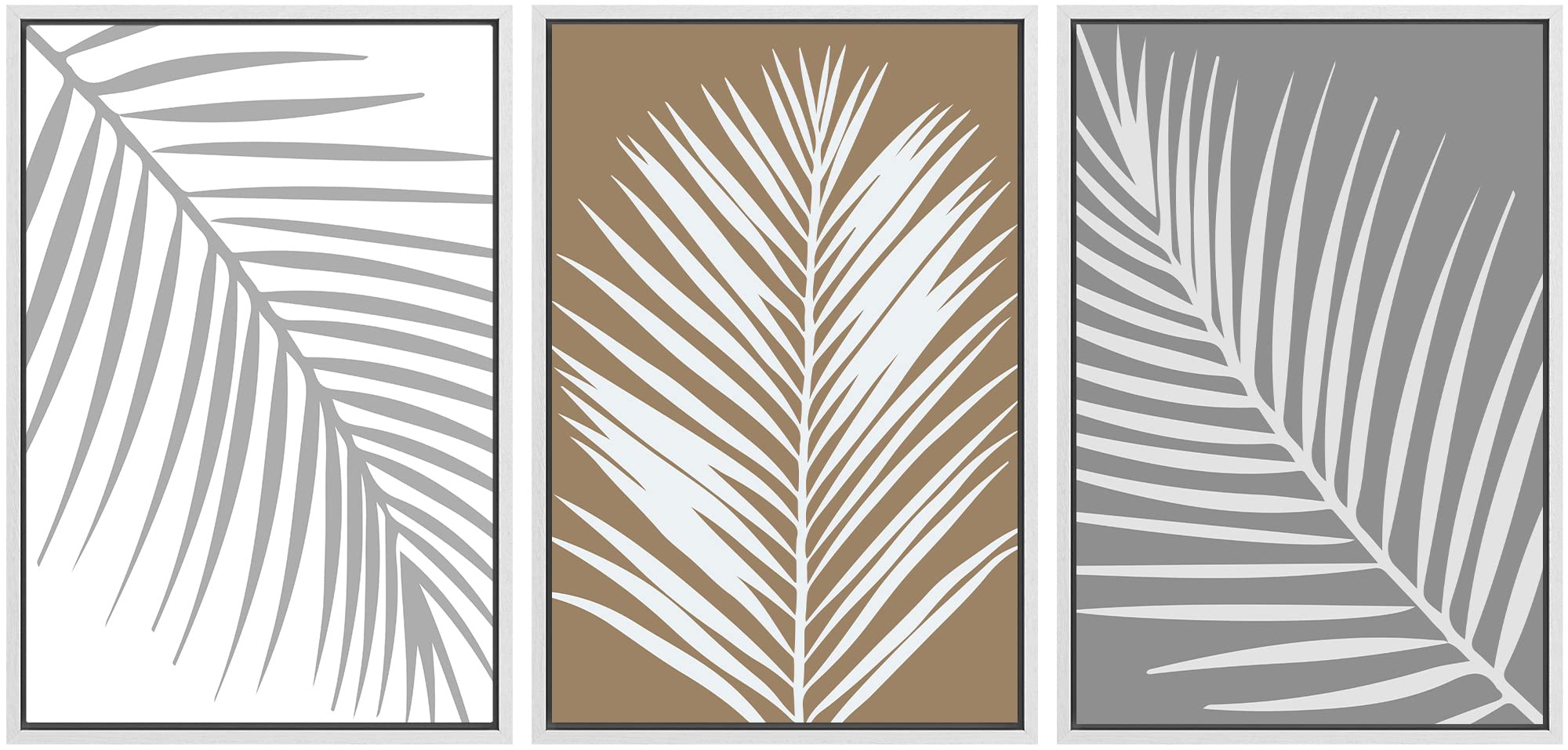 Signwin Framed Canvas Print Wall Art Set Minimal Tropical Palm Leaf Variety Nature Floral Illustrations Modern Art Decorative Ch