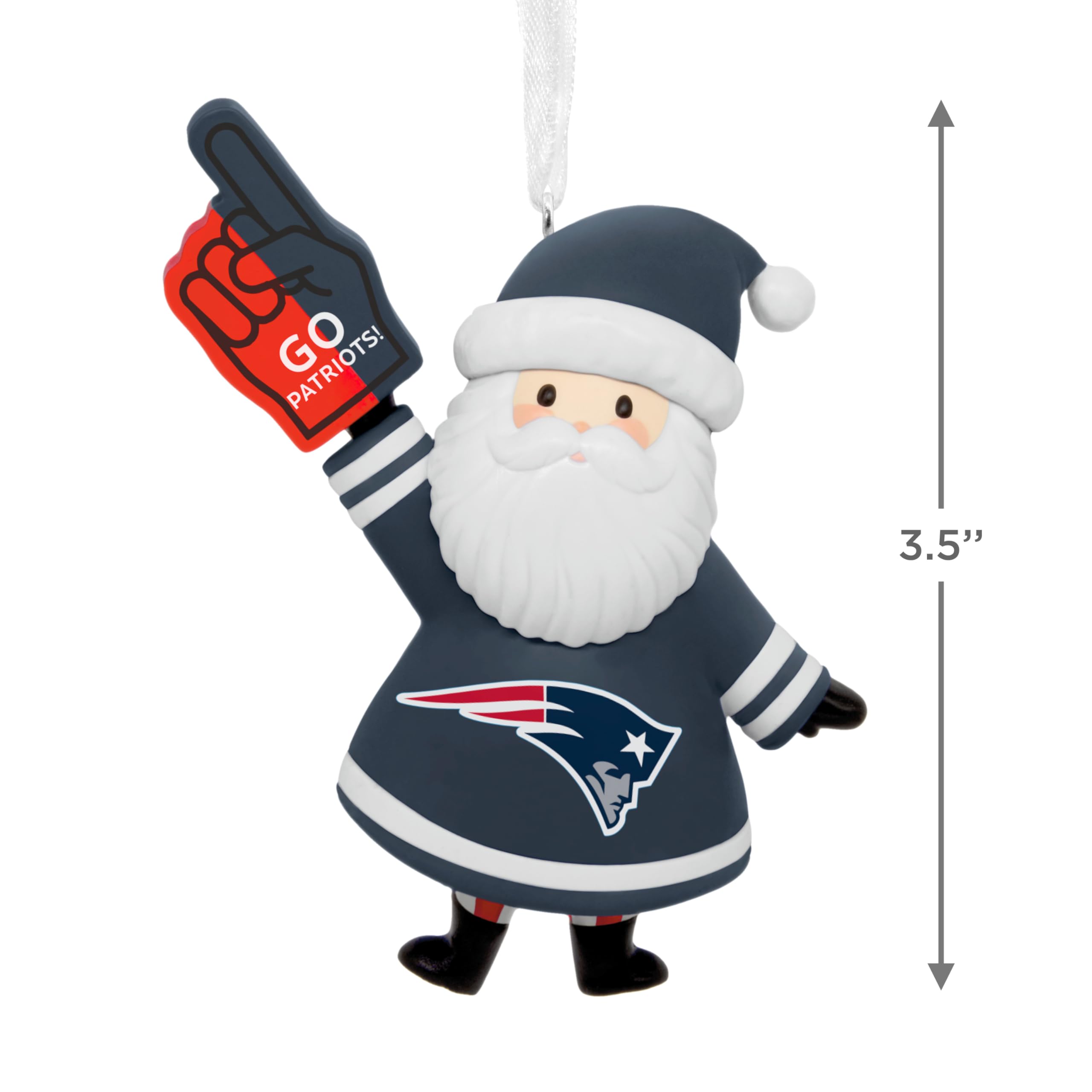 Hallmark NFL New England Patriots Santa Ornament - Plastic, 1OSL2592, Holiday Gift for Sports Fans, Santa New England Patriots Design