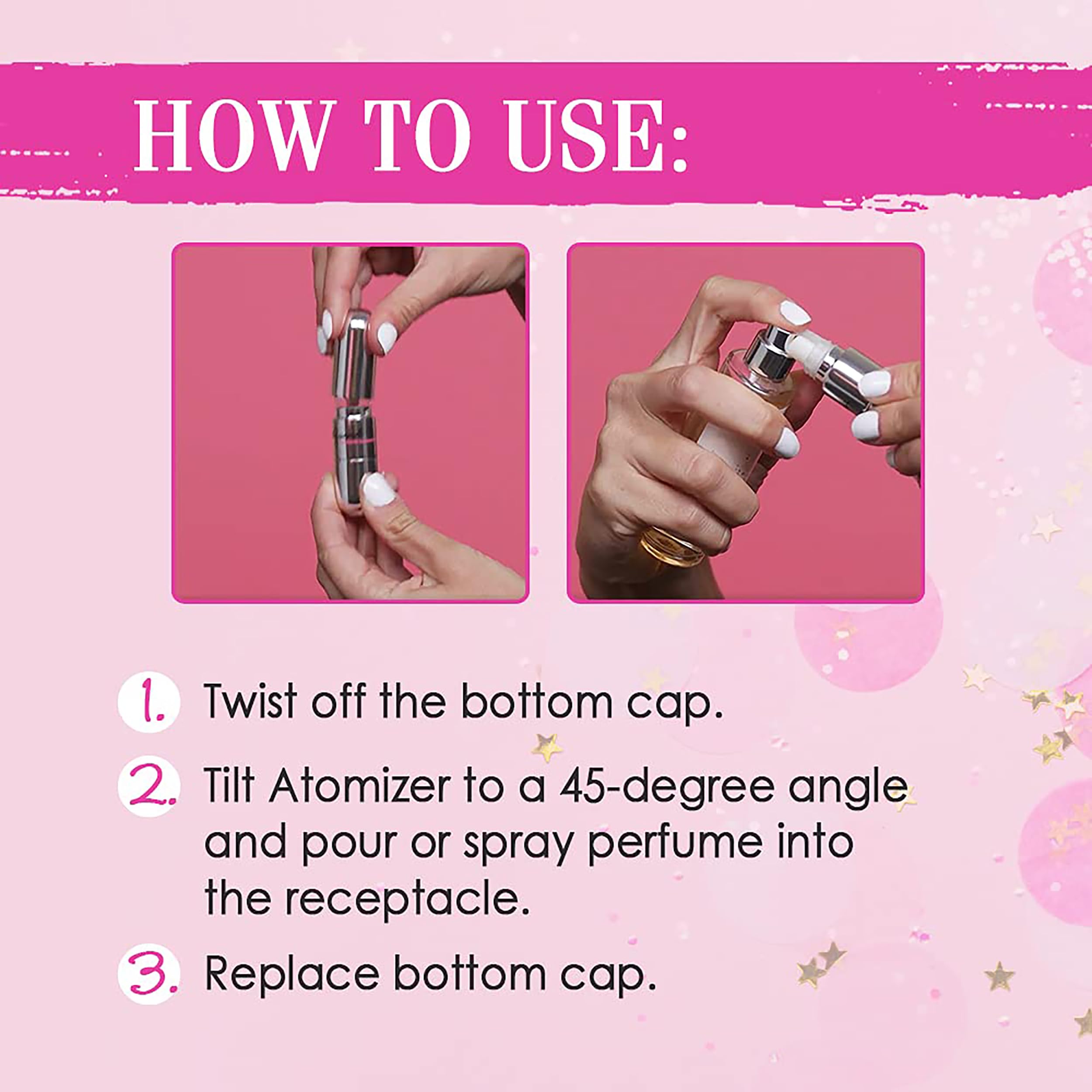 Hollywood Fashion Secrets Perfume Atomizer, Portable Fragrance On-The-Go