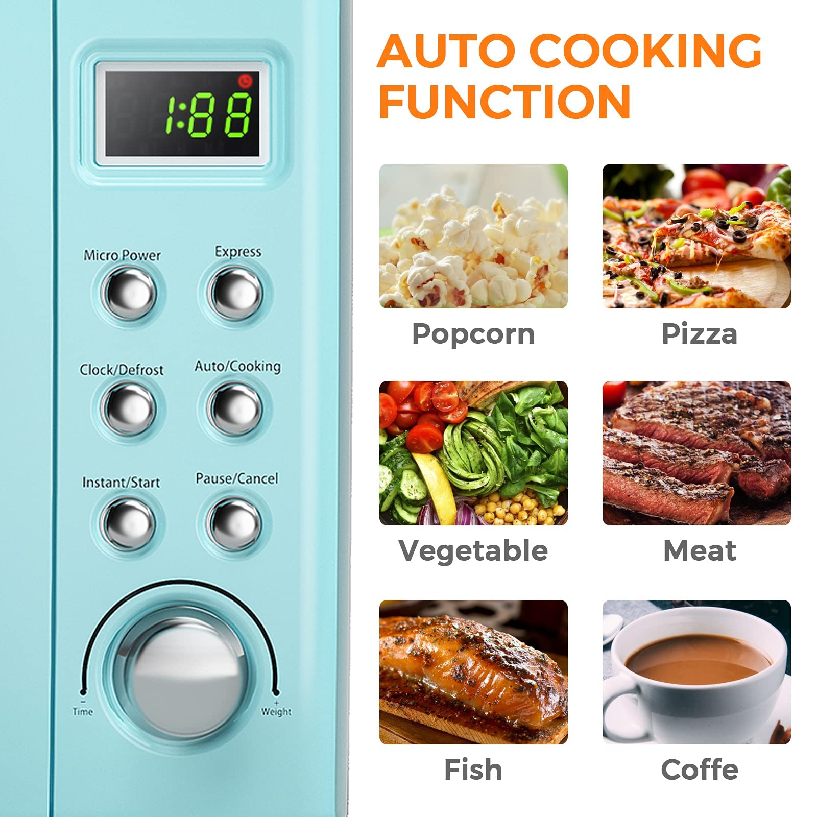 Arlime Small Microwave, 0.7Cu.Ft 700 Watt Countertop Microwave With 5 Micro Power Defrost & Auto Cooking Function, Stainless Ste