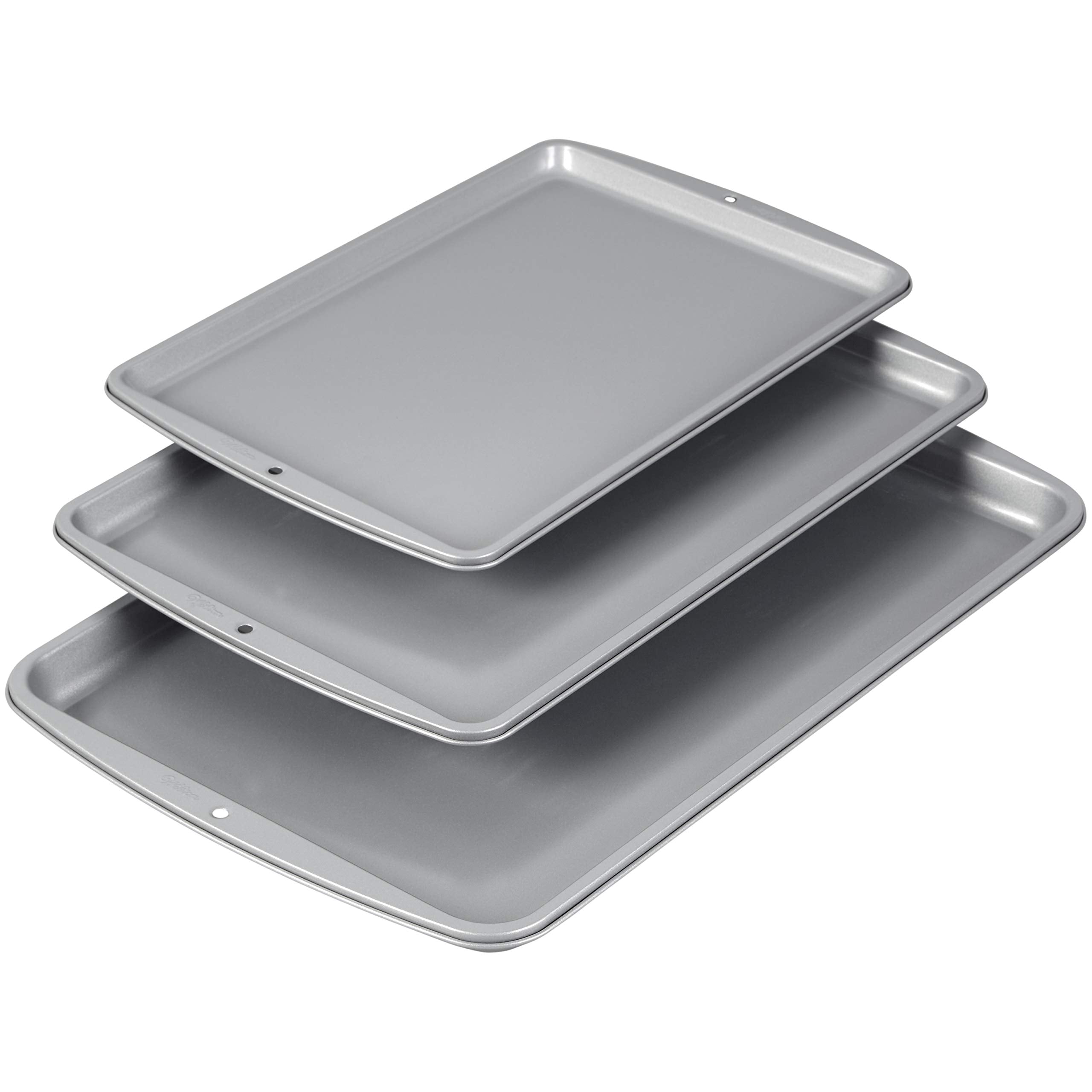 Wilton 3 Piece Cookie Pan Set, Steel, Multicolor, Model 2105-975, Standard Packaging