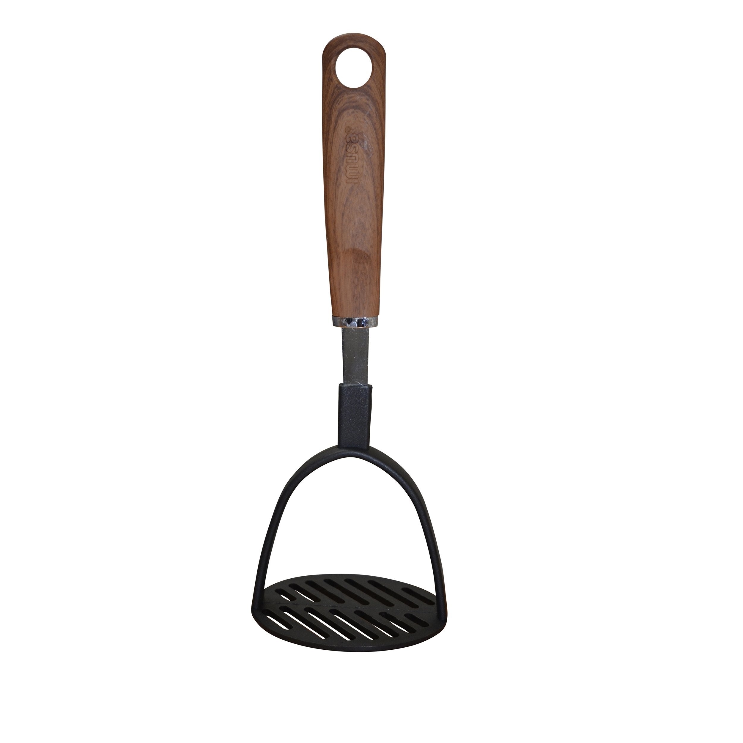 Imusa Usa Bean Masher With Wood Look Handle,Black/Woodlook