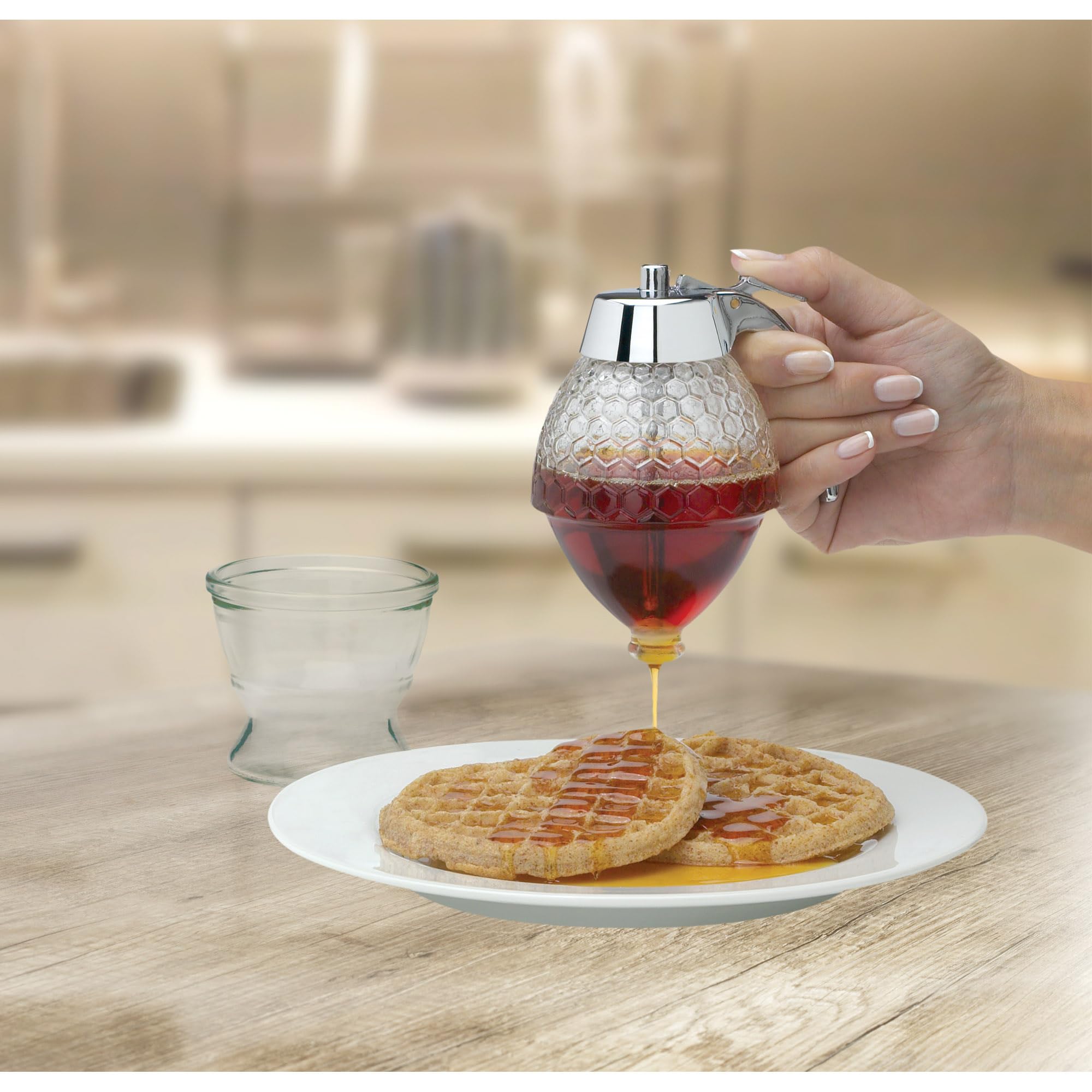 Mrs. Anderson'S Baking Syrup Honey Dispenser, Glass With Storage Stand, 8-Ounce Capacity