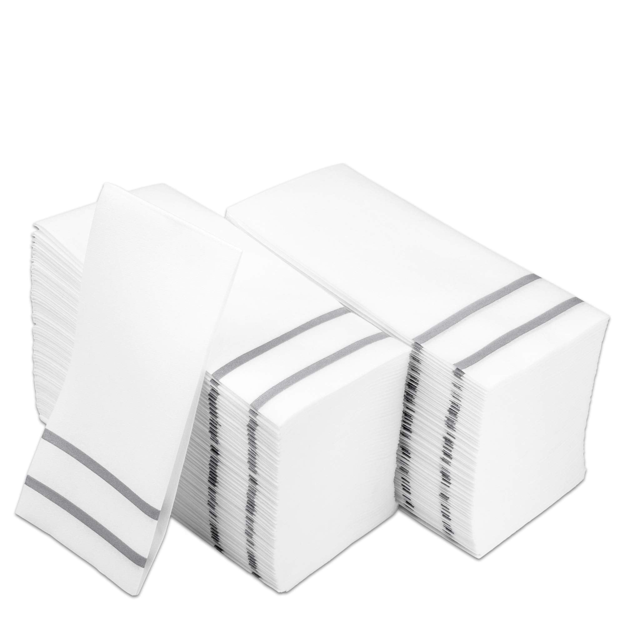 Disposable Hand Towels For Bathroom, Silver Design 200 Disposable Linen-Feel Guest Towels - Formal Dinner, Anniversary, And Wedd