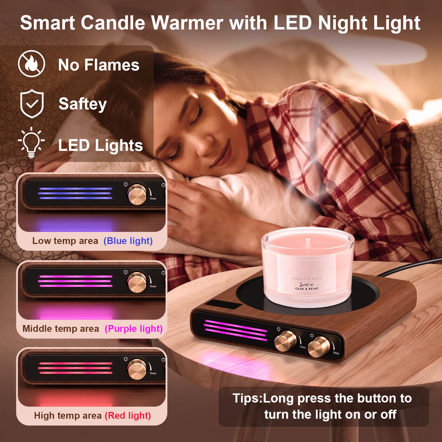 Mug Warmer, Cerobear 50W Coffee Cup Warmer For Desk With 9 Tempreture Settings, 1-9Hrs Auto Shut Off Smart Candle Warmer With Le